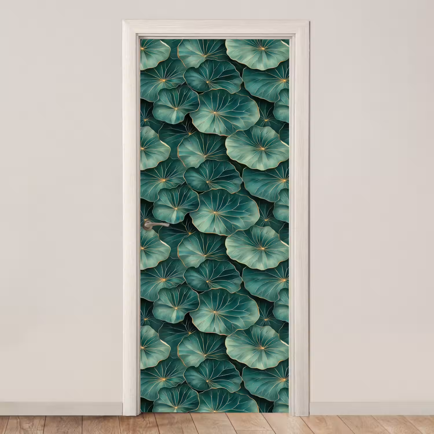 Patroon - Bladeren - Groen deurposter klein 289 -3d_beige