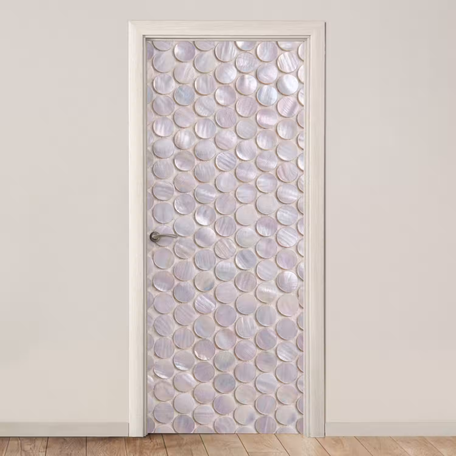 Patroon - Cirkels - Abstract - Modern - Wit deurposter klein -3d_beige