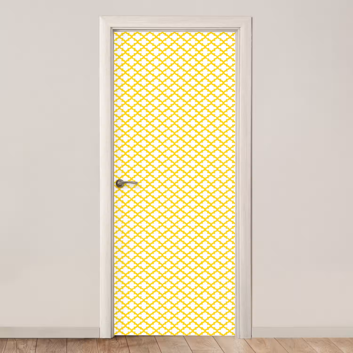 Patroon - Geometrisch - Klassiek - Geel deurposter klein 289 -3d_beige