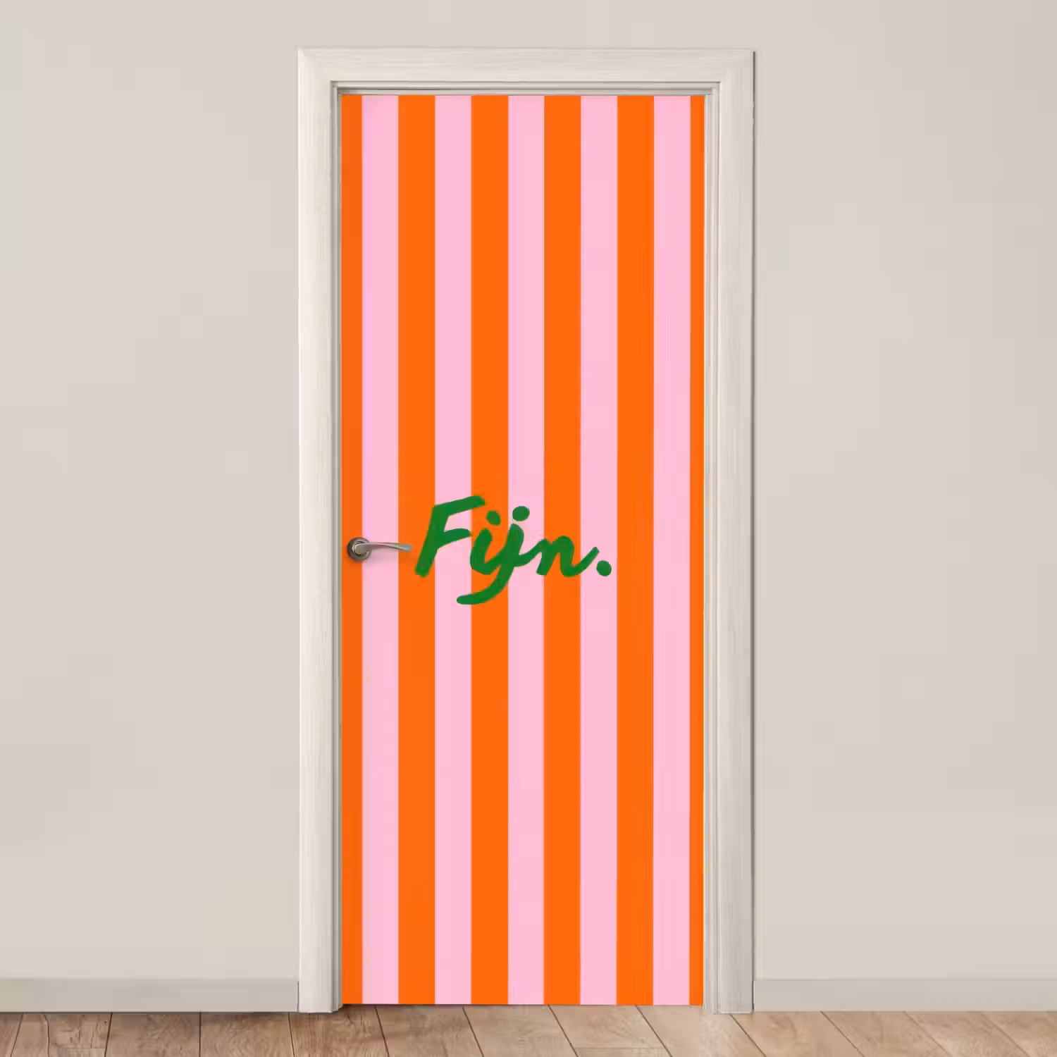 Patroon - Oranje - Fijn - Strepen deurposter klein -3d_beige