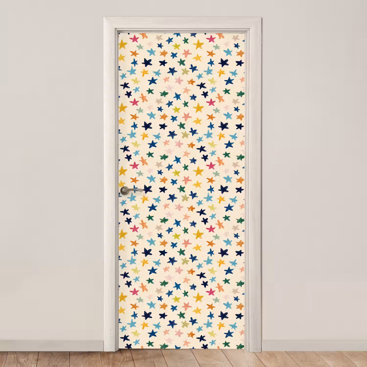 Patroon - Sterren - Kleurrijk deurposter klein 289 -3d_beige