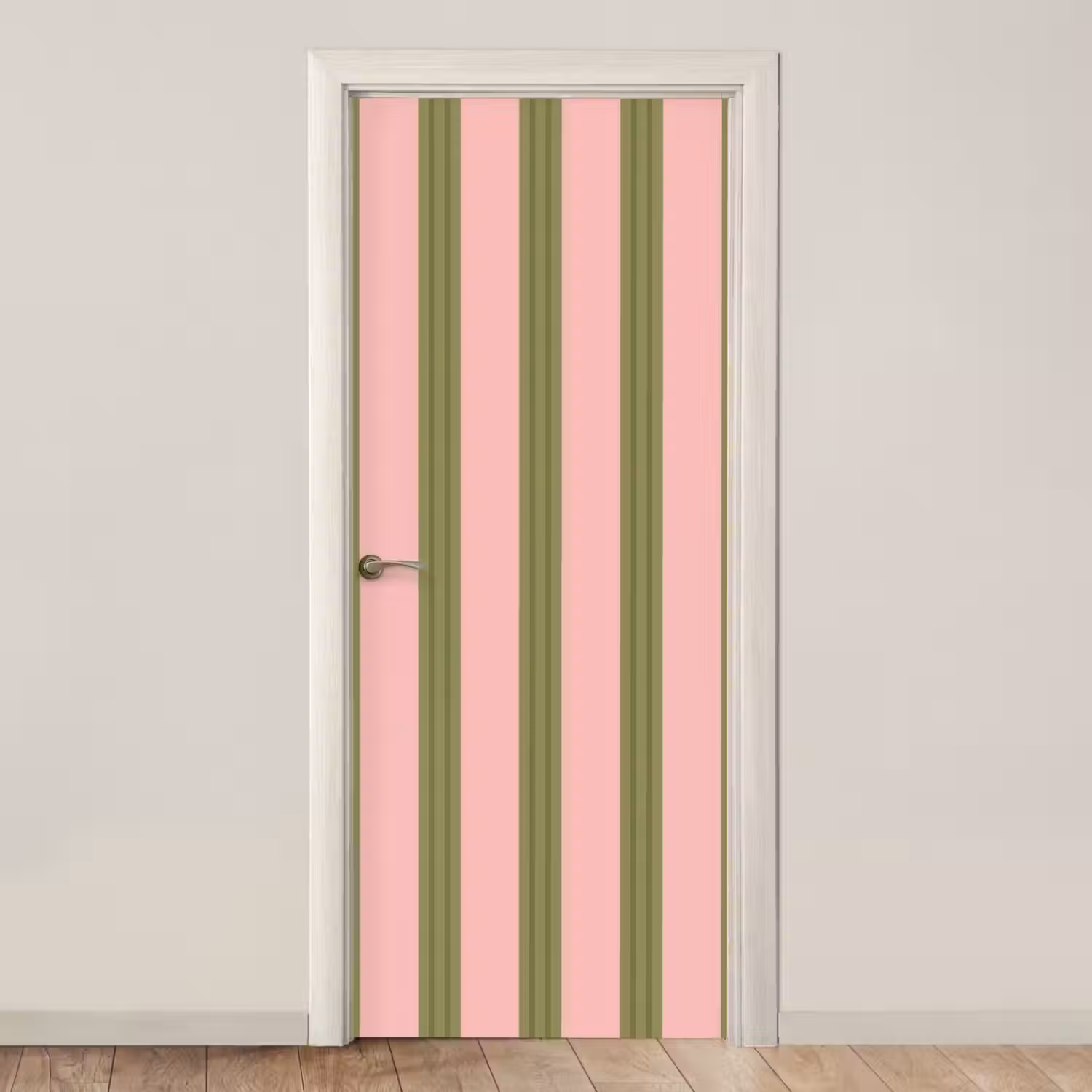 Patroon - Strepen - Abstract - Roze - Groen deurposter klein -3d_beige