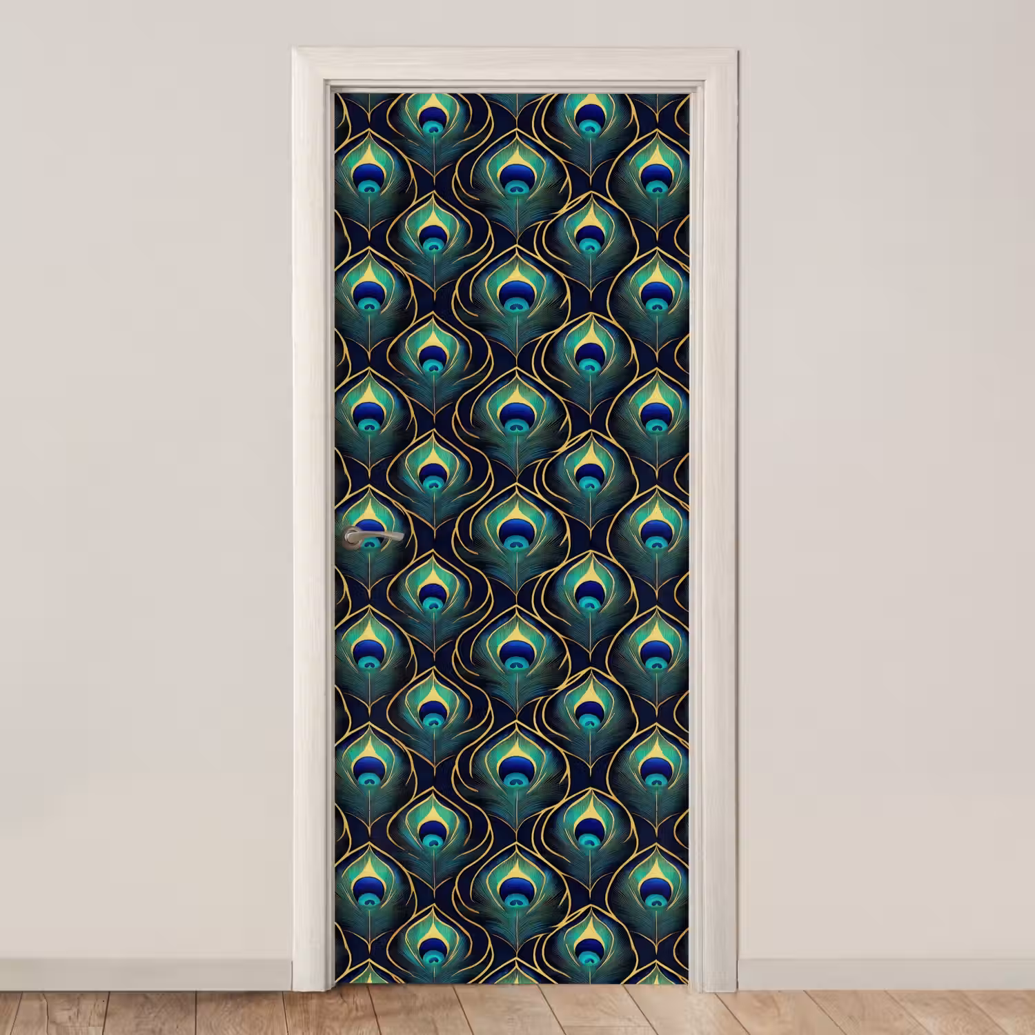 Pauw - Veren - Groen deurposter klein 289 -3d_beige