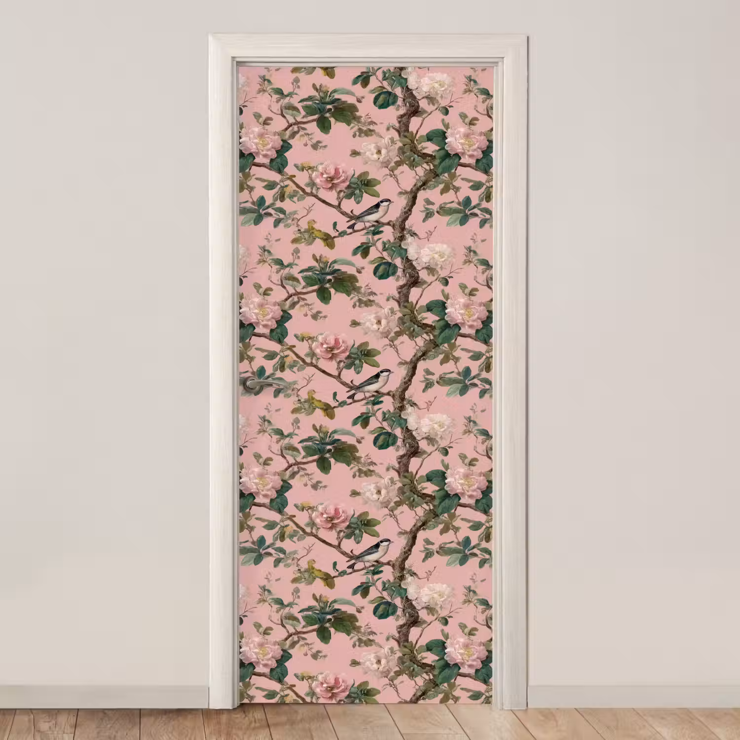Pioenrozen - Botanisch - Vogel deurposter klein 289 -3d_beige