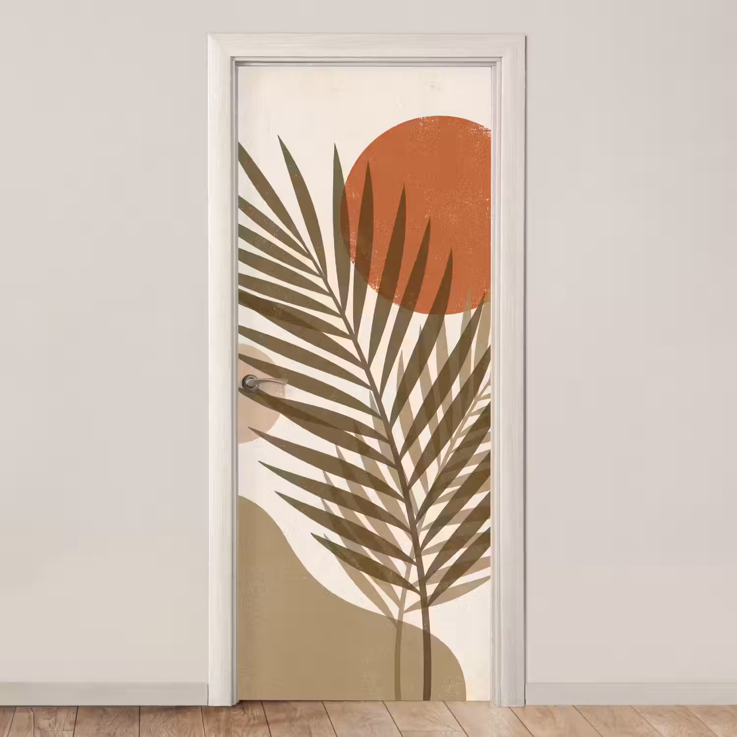 Planten - Bladeren - Abstract - Modern - Beige deurposter klein -3d_beige