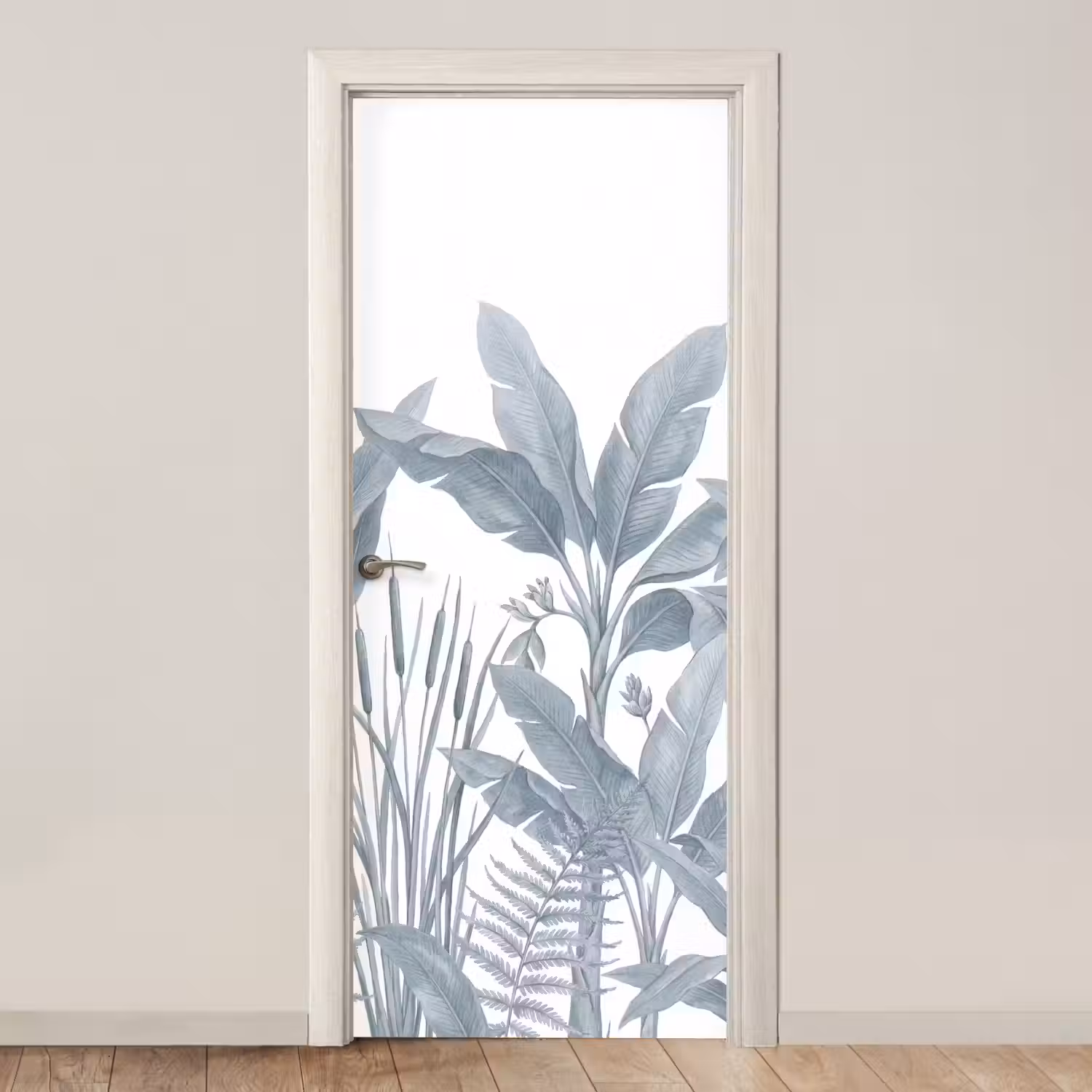 Planten - Bladeren - Natuur - Grijs deurposter klein -3d_beige