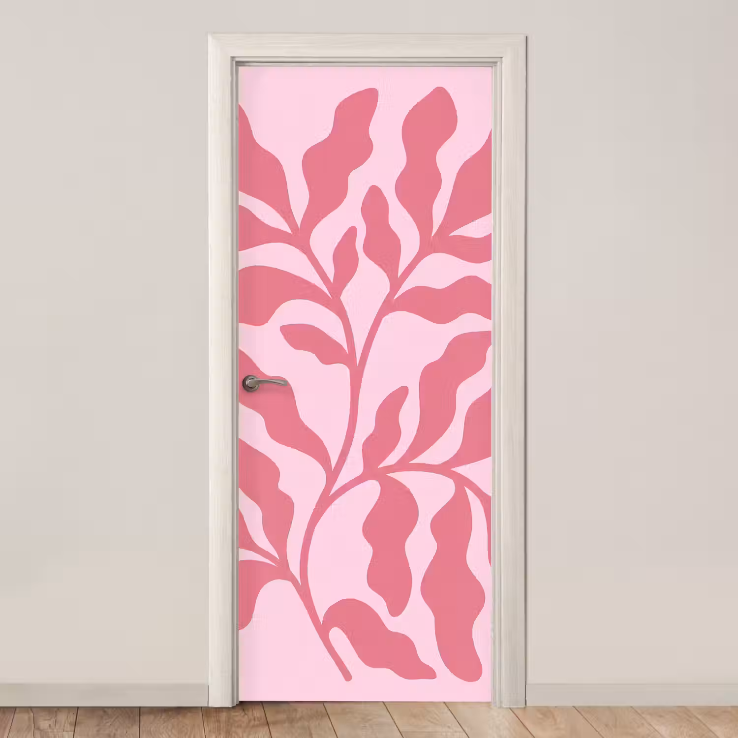 Planten - Organisch - Abstract - Modern - Roze deurposter klein -3d_beige