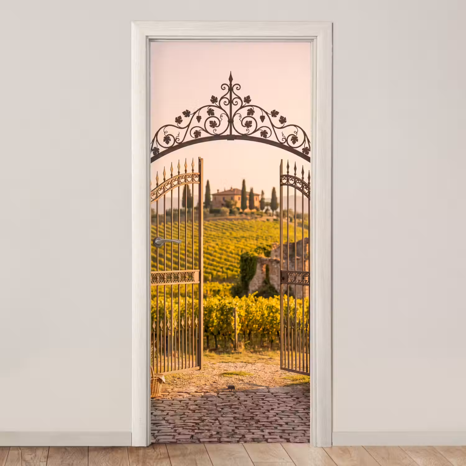 Poort - Landschap - Platteland - Zonlicht - Warm deurposter klein -3d_beige