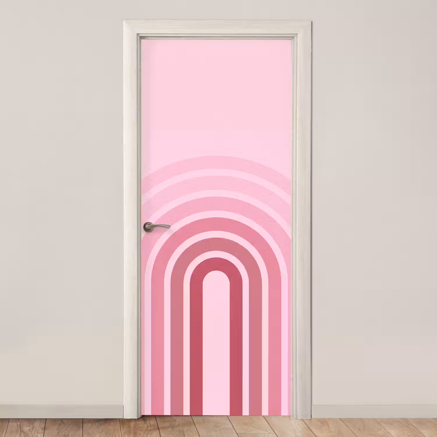Regenboog - Roze - Abstract - Modern - Minimalistisch deurposter klein -3d_beige