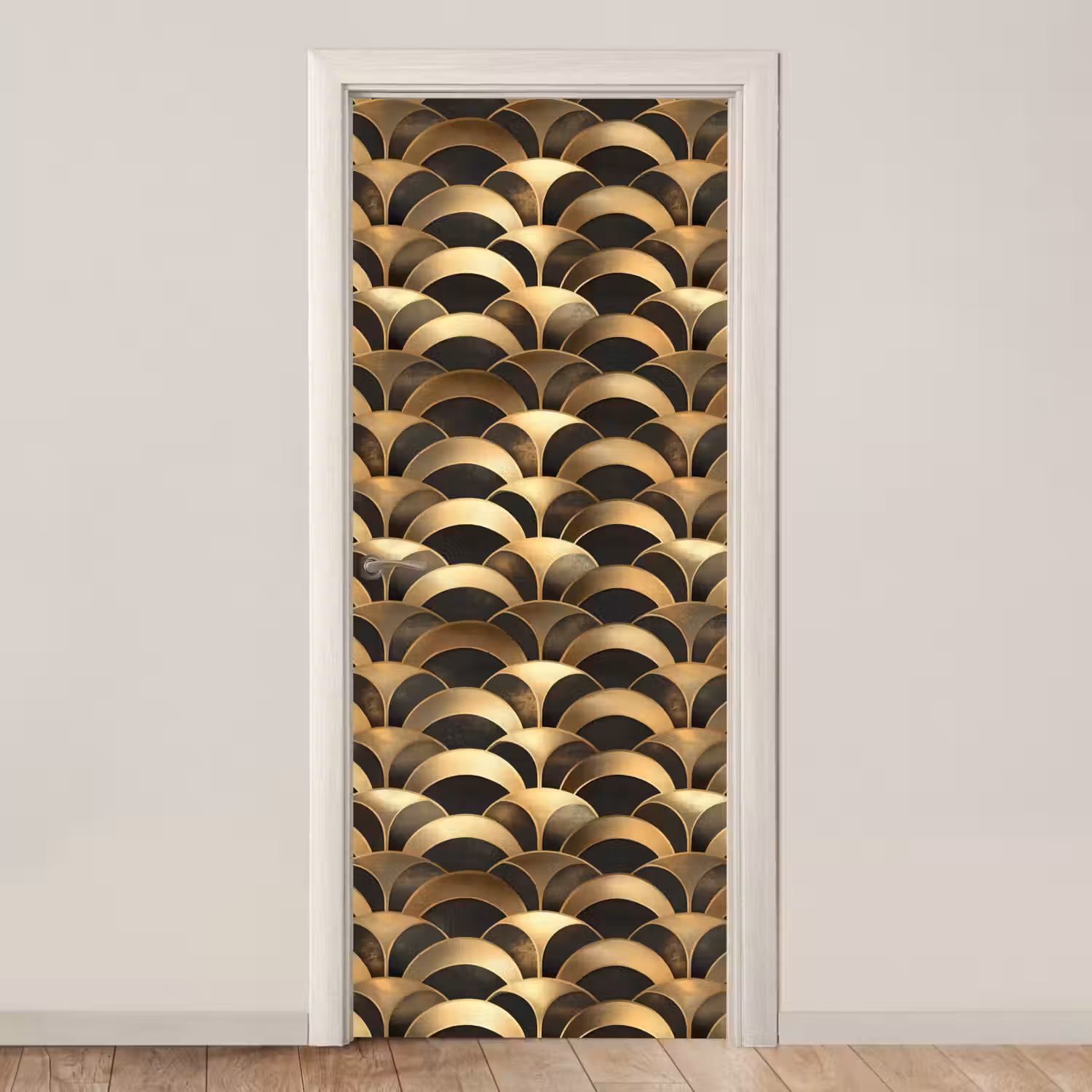 Schubben - Structuur - Goud deurposter klein 289 -3d_beige
