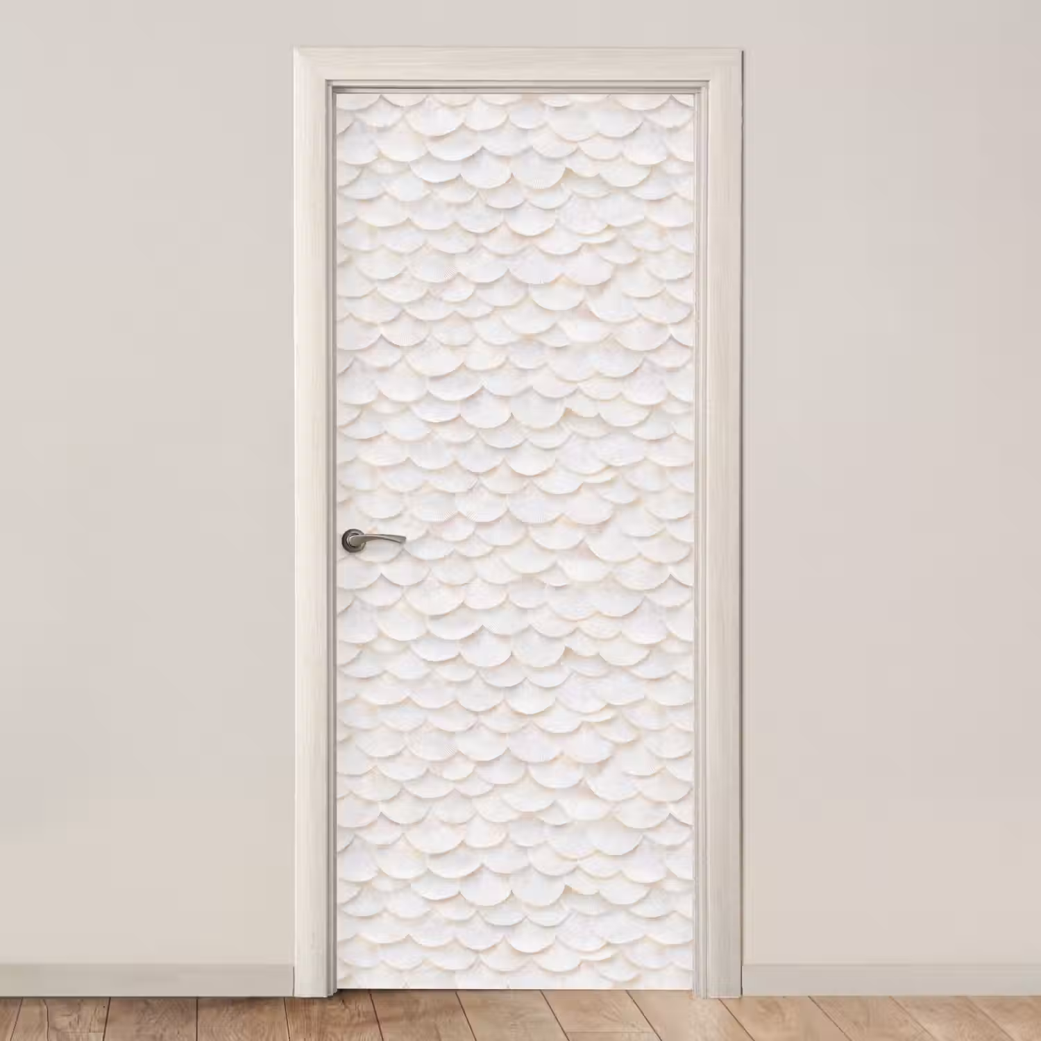 Schubben - Wit - Elegant deurposter klein 289 -3d_beige