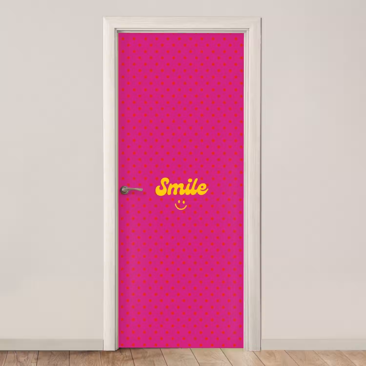 Smile - Stippen - Roze deurposter klein -3d_beige