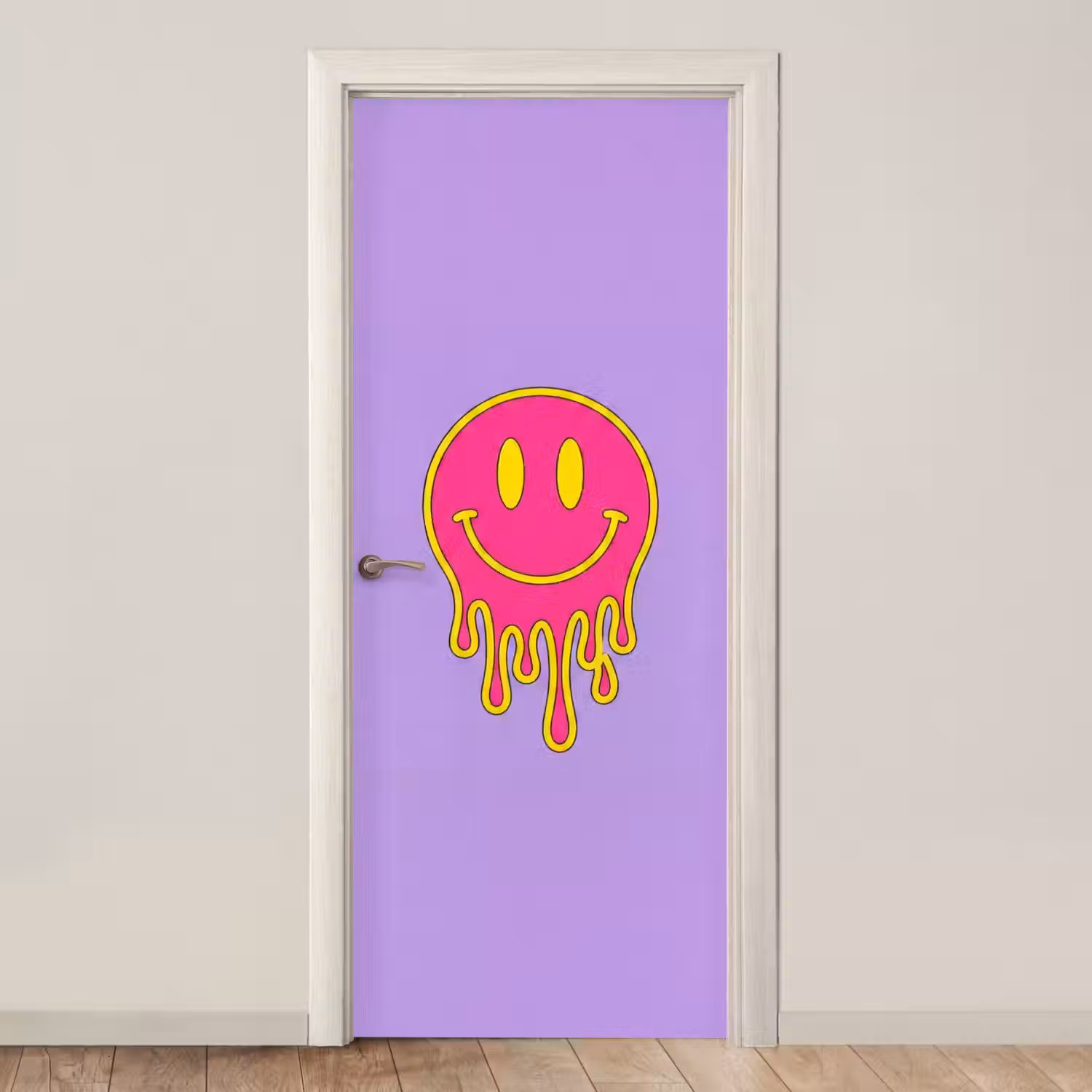 Smiley - Drip - Neon deurposter klein -3d_beige