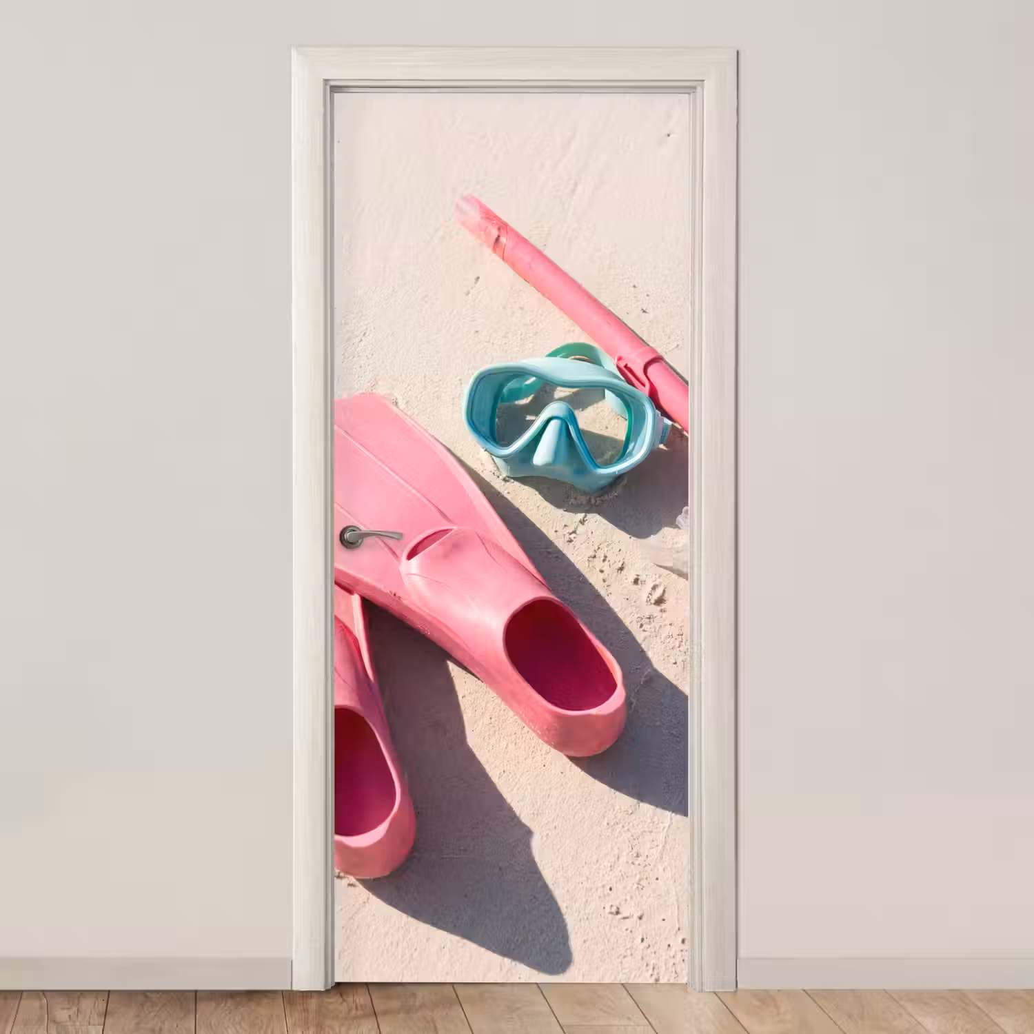 Snorkelset - Strand - Zomer - Roze deurposter klein -3d_beige