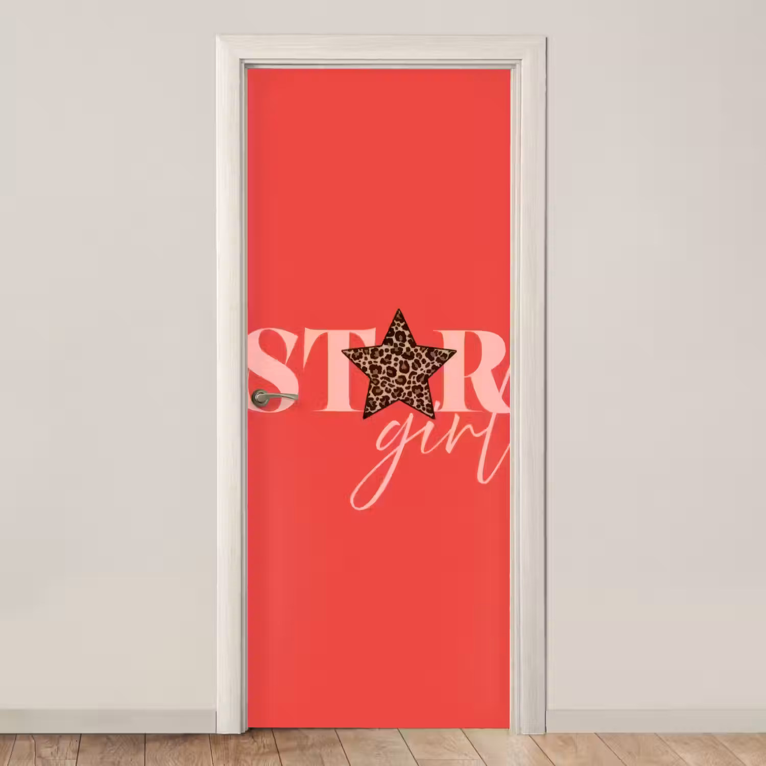Star girl - Rood - Panter - Ster deurposter klein -3d_beige