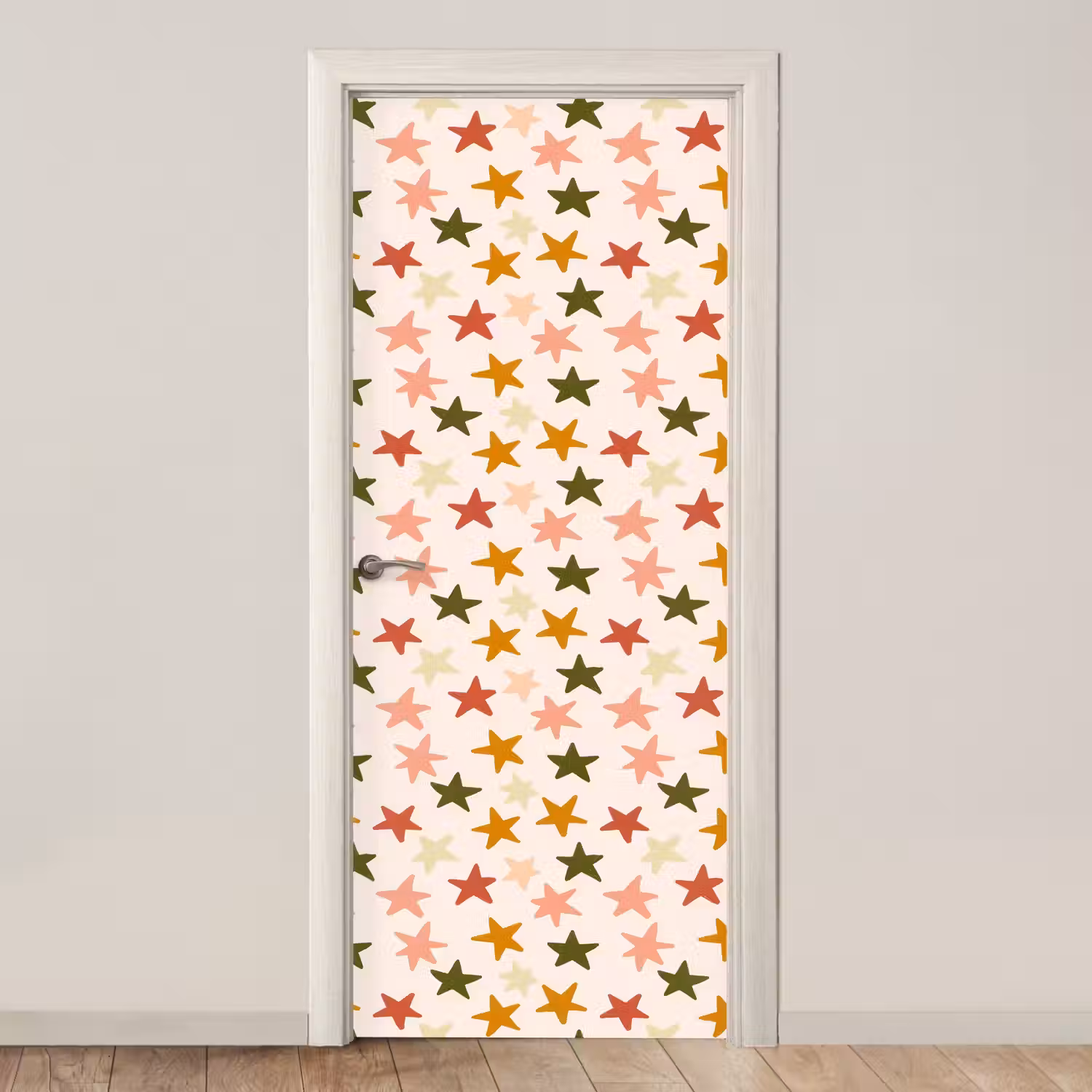 Sterren - Patroon - Kleurrijk deurposter klein 289 -3d_beige