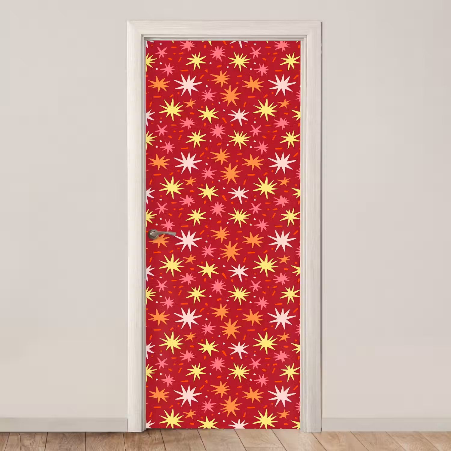Sterren - Speels - Rood deurposter klein 289 -3d_beige