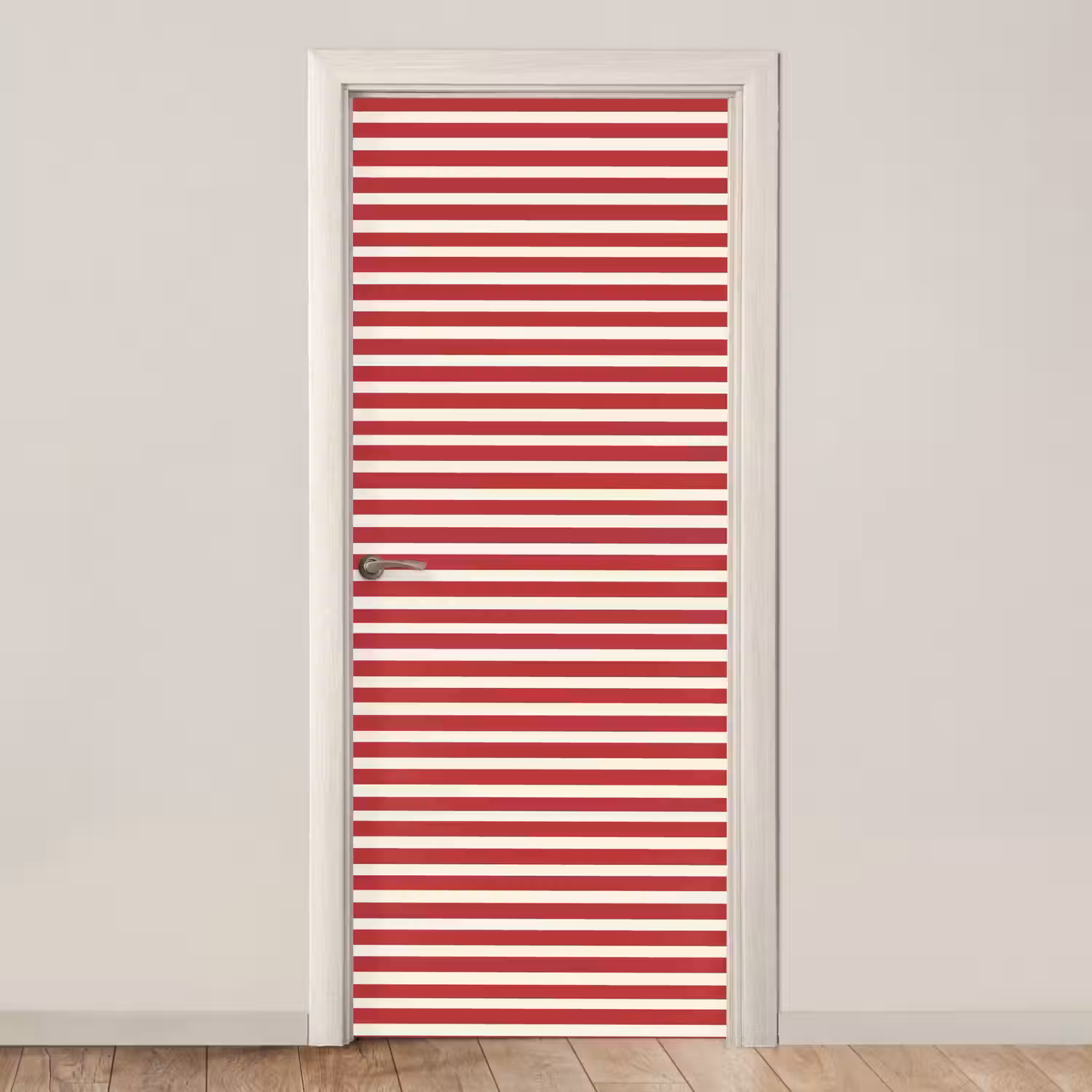 Strepen - Patroon - Rood deurposter klein 289 -3d_beige