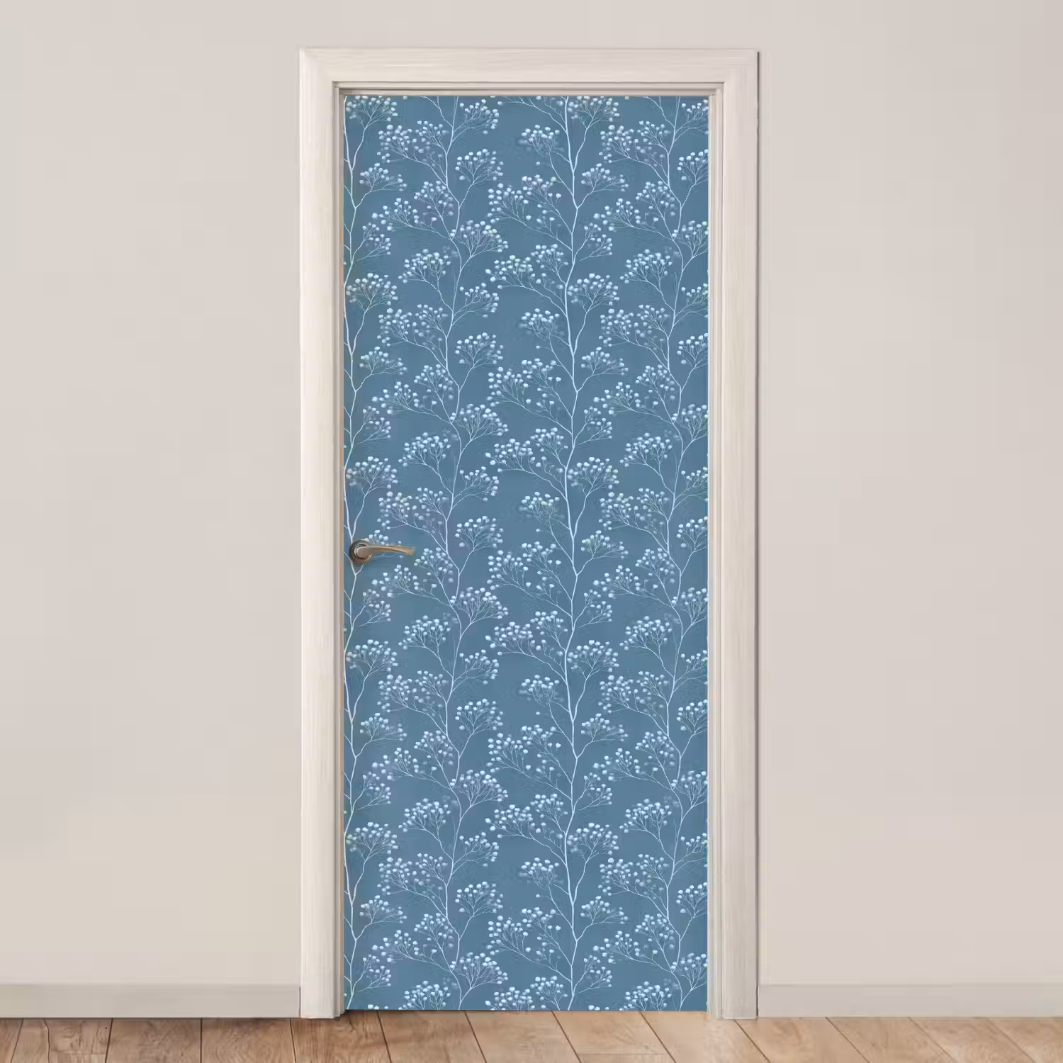 Takken - Bessen - Patroon - Lichtblauw deurposter klein 289 -3d_beige