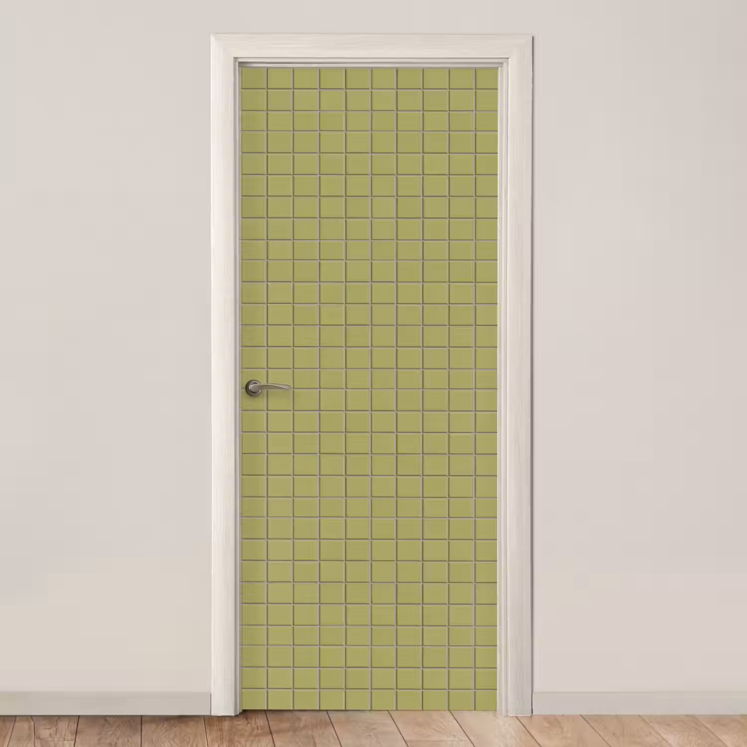 Tegel - Patroon - Olijfgroen deurposter klein 289 -3d_beige