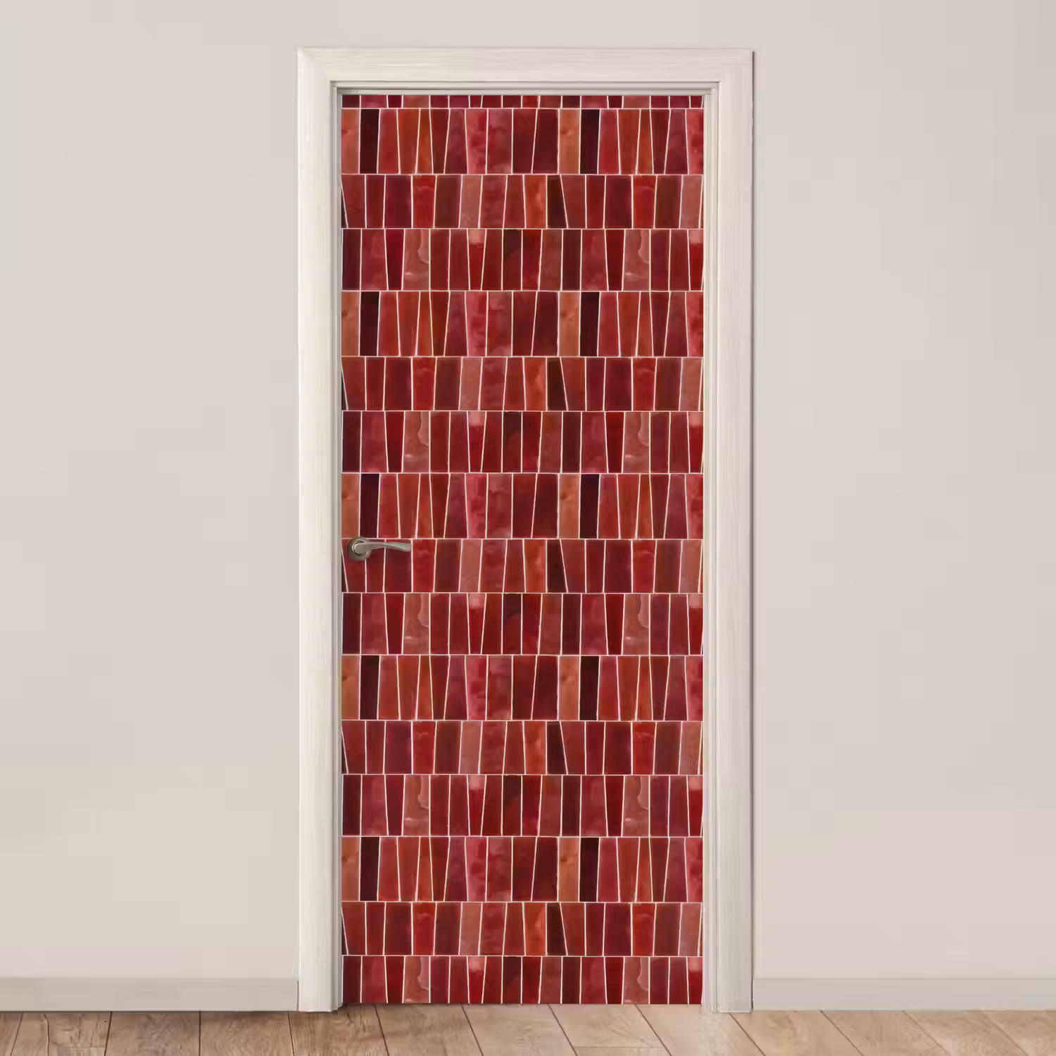 Tegels - Modern - Structuur - Dieprood deurposter klein 289 -3d_beige