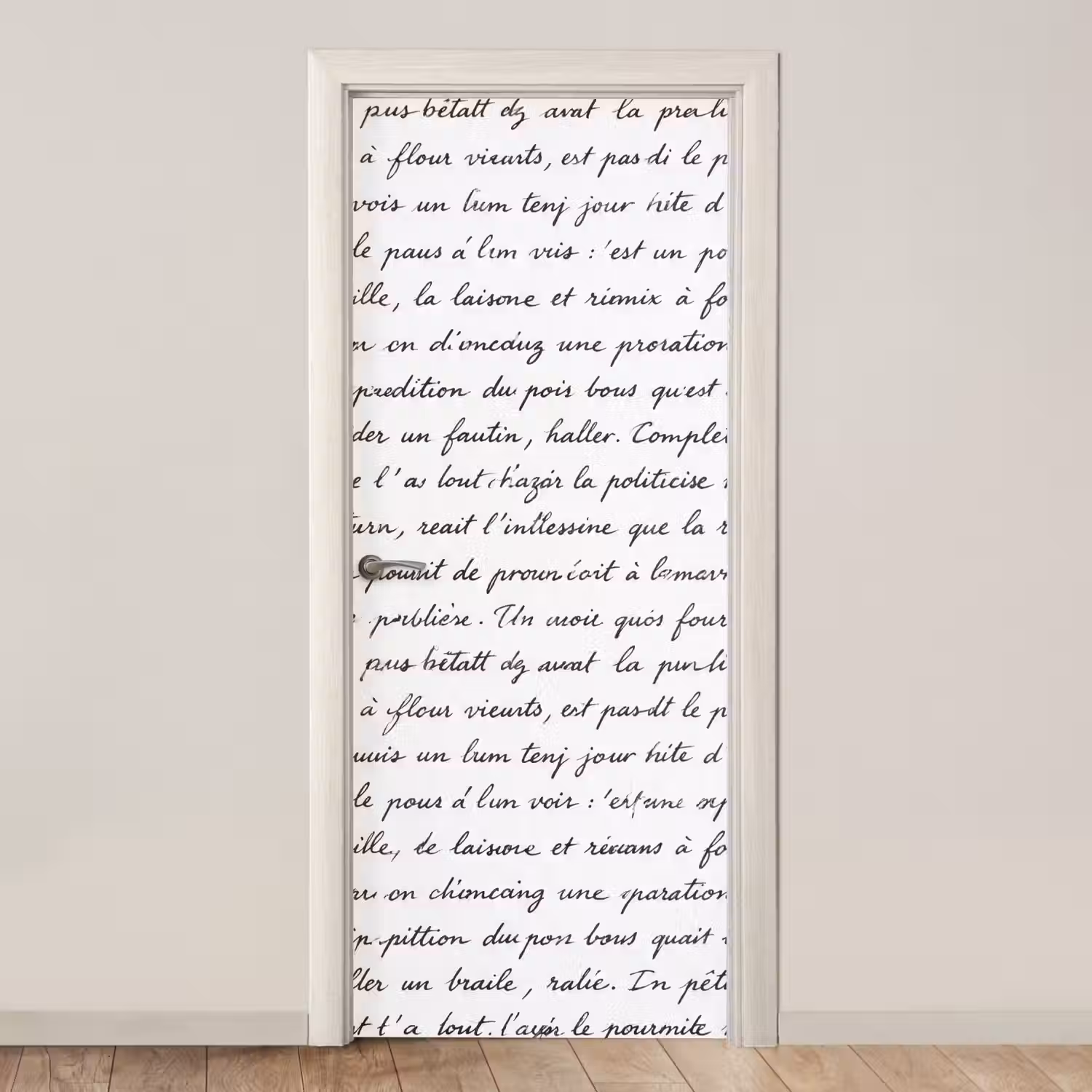Tekst - Handschrift - Klassiek - ZwartWit deurposter klein -3d_beige