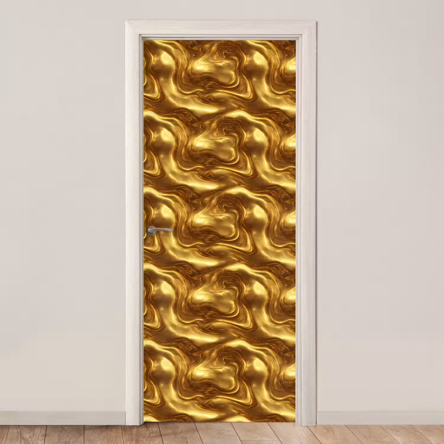 Textuur - Vloeibaar - Organisch - Goud deurposter klein 289 -3d_beige