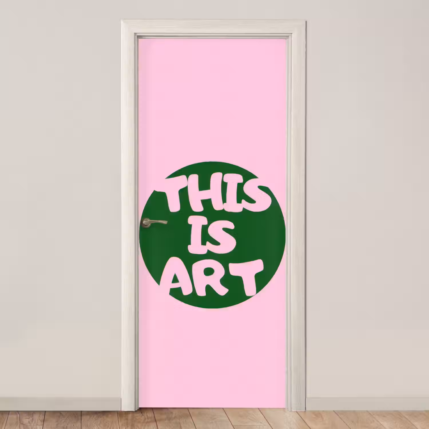 This is art - Tekst - Cirkel - Groen deurposter klein -3d_beige
