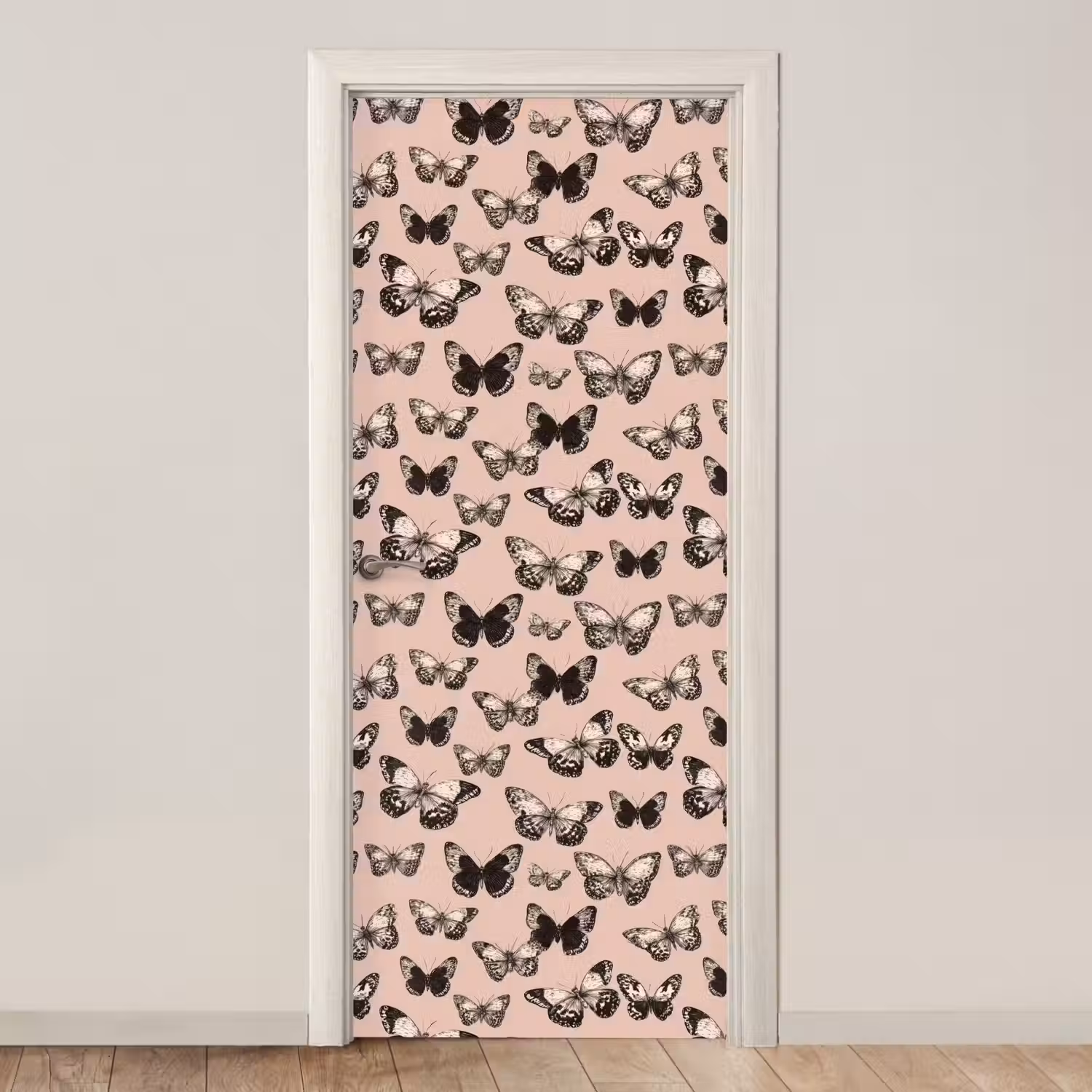 Tijdloos - Vlinders - Perzik deurposter klein 289 -3d_beige
