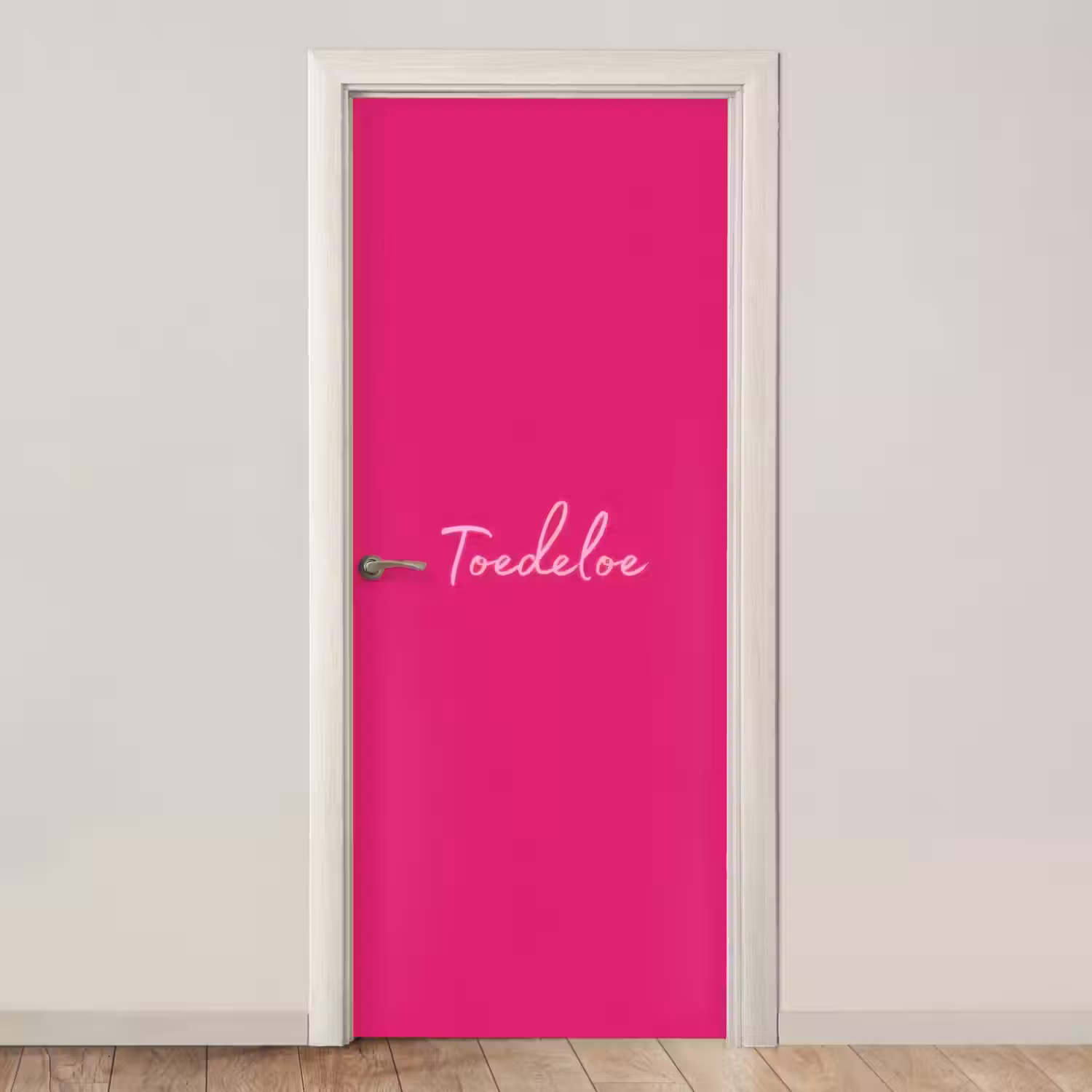 Toedeloe - Roze deurposter klein -3d_beige
