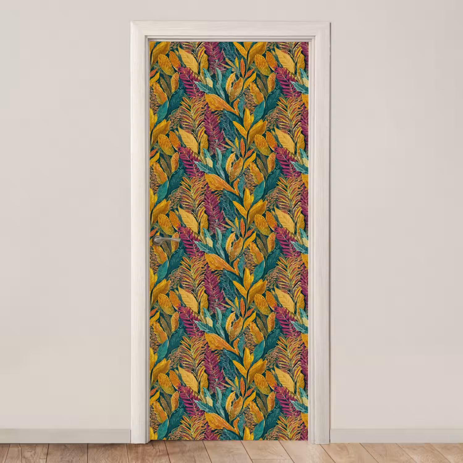 Tropische - Botanisch - Patroon - Kleurrijk - Exotisch deurposter klein 289 -3d_beige