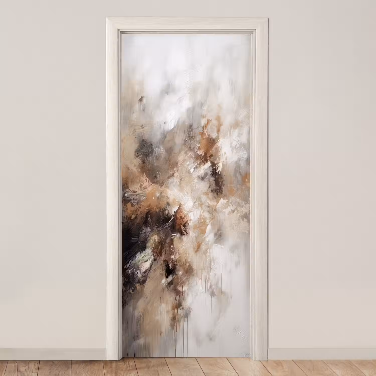 Verf - Abstract - Beige - Kunst deurposter klein -3d_beige