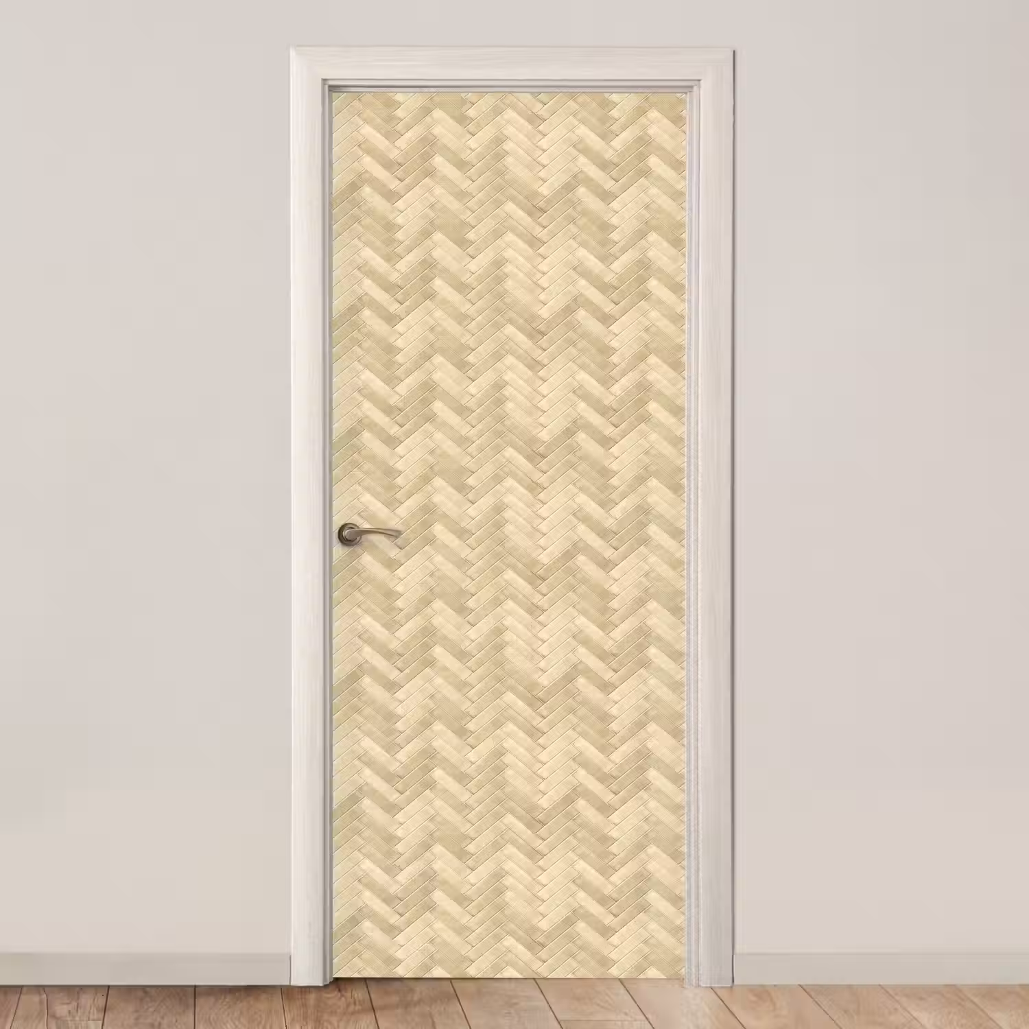 Visgraat - Tegel - Zand deurposter klein 289 -3d_beige