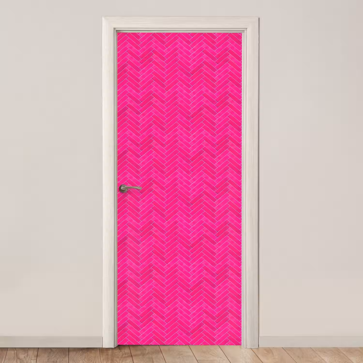 Visgraat - Wandtegel - Fuchsia - Roze deurposter klein 289 -3d_beige