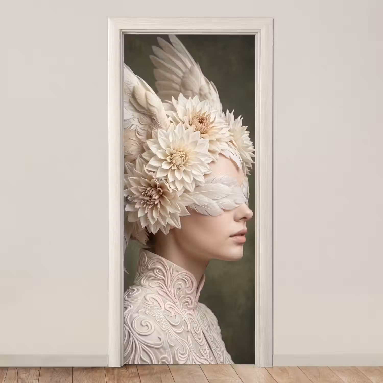Vleugels - Vrouw - Wit deurposter klein -3d_beige