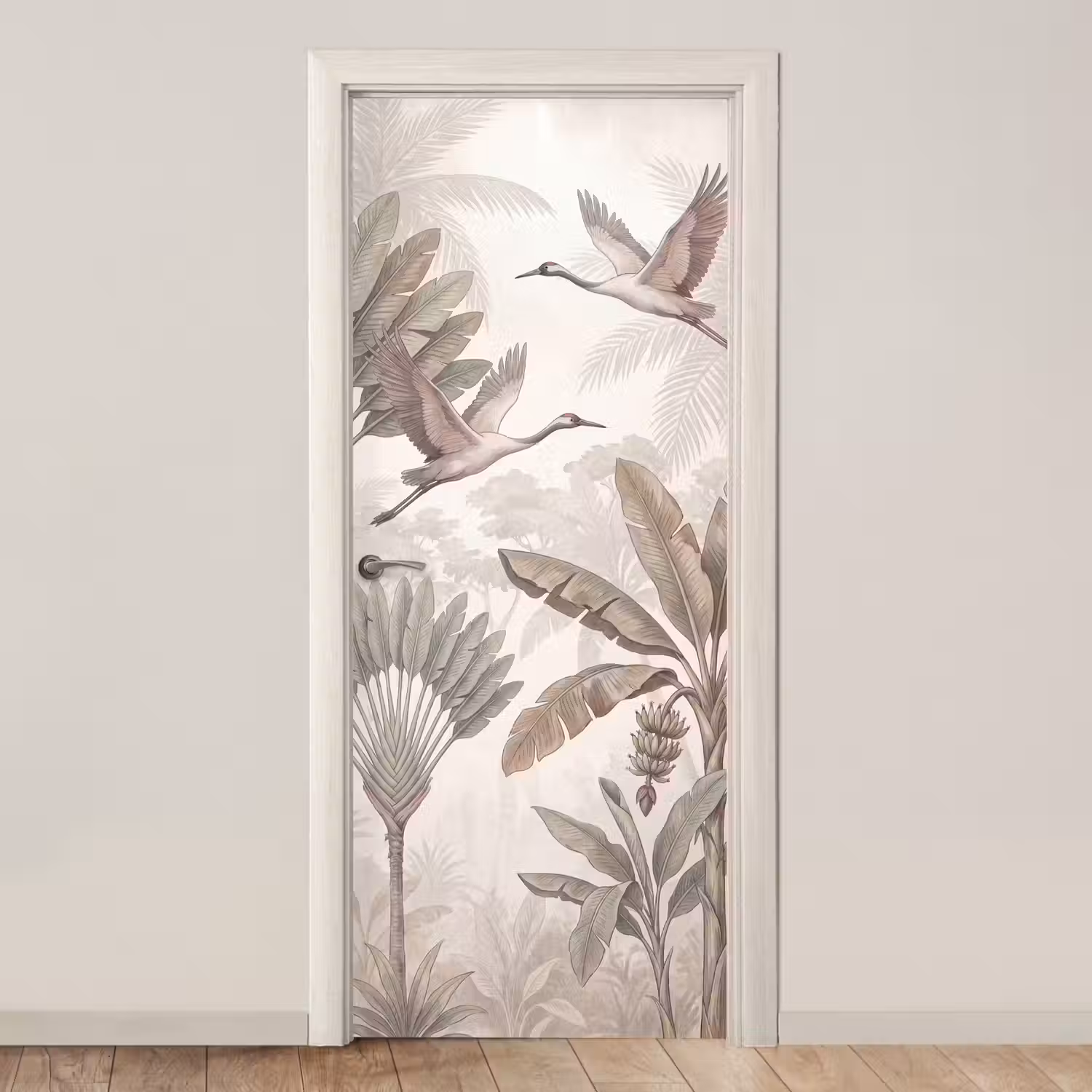 Vogel - Tropisch - Jungle - Natuur - Beige deurposter klein -3d_beige