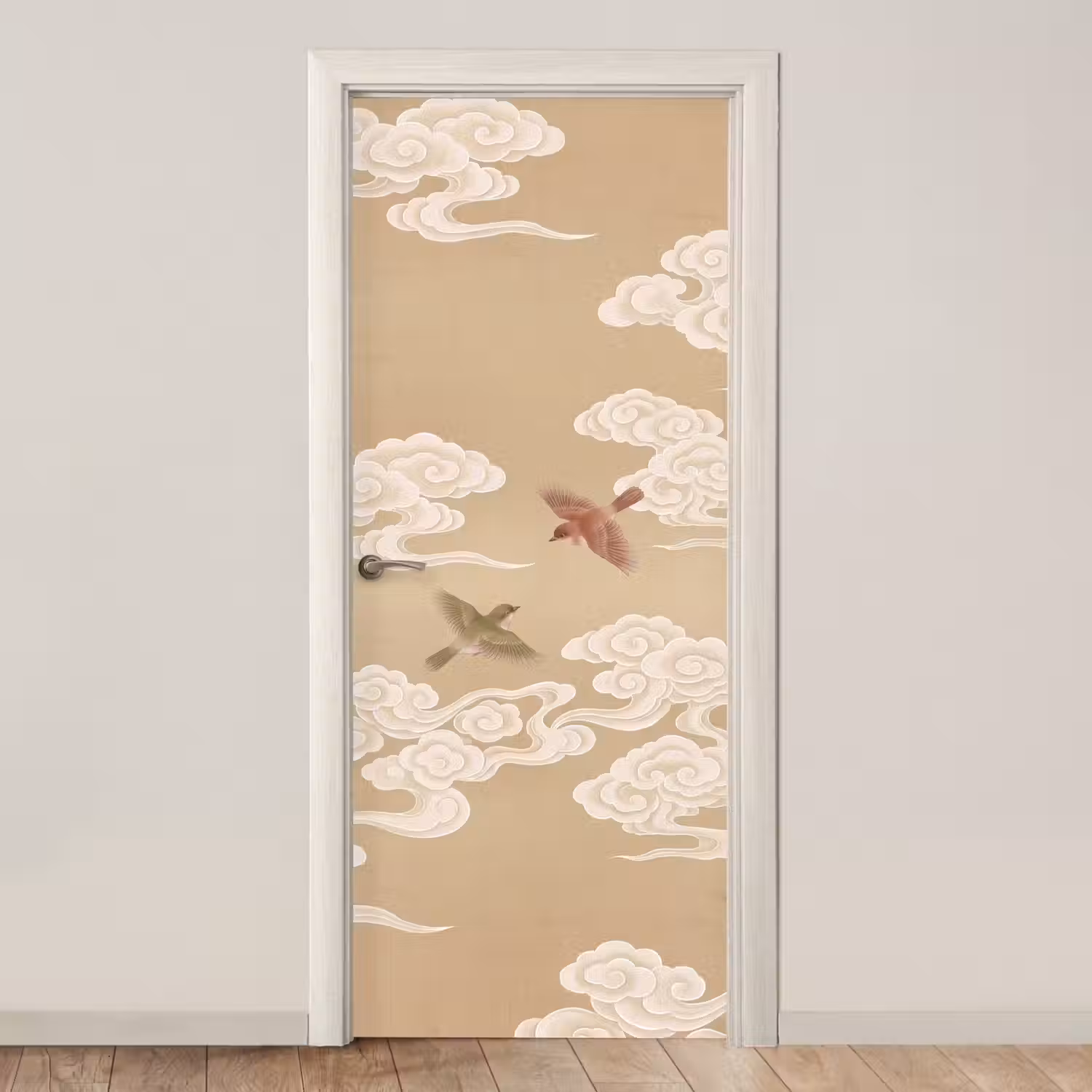 Vogels - Vliegen - Beige deurposter klein -3d_beige
