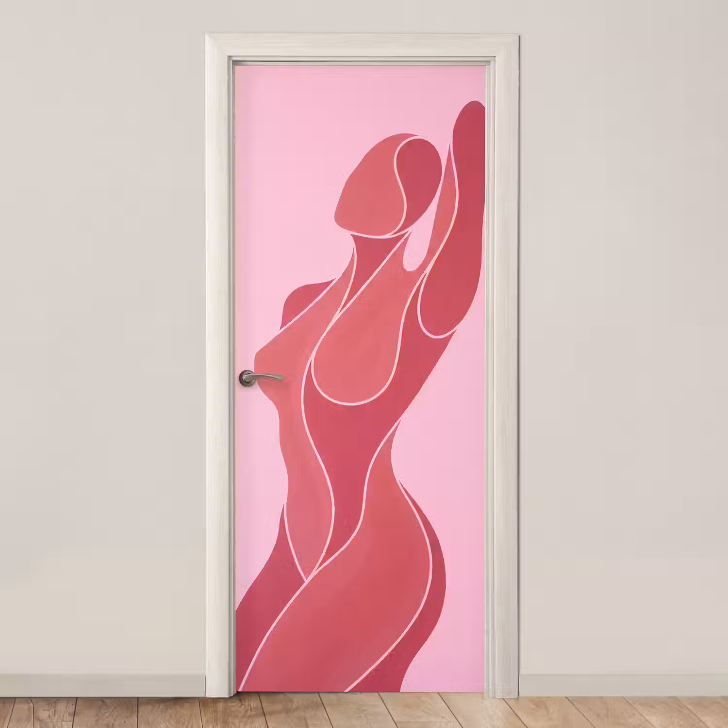 Vrouw - Lichaam - Abstract - Roze deurposter klein -3d_beige