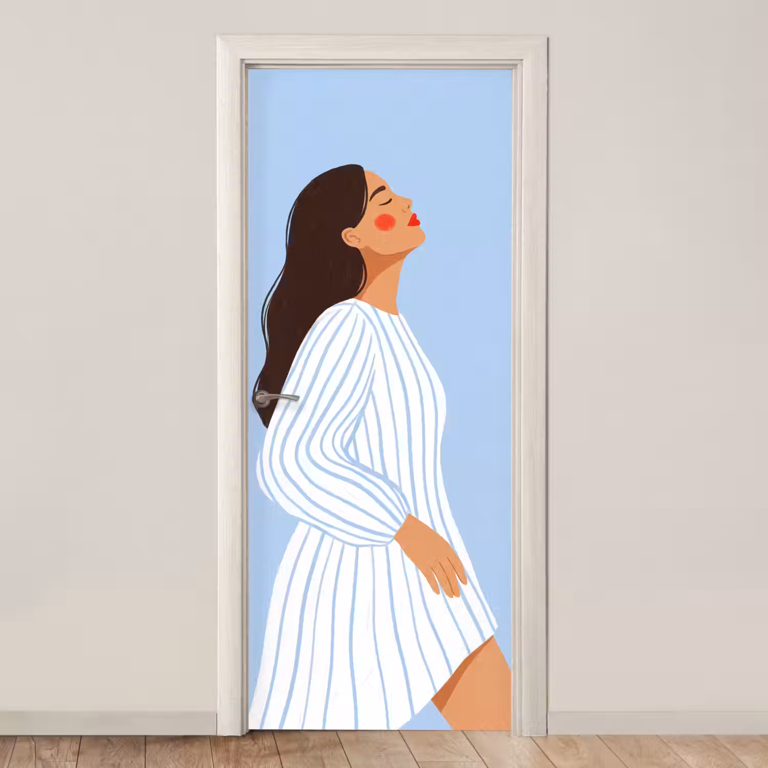 Vrouw - Profiel - Rust - Modern - Illustratie deurposter klein -3d_beige