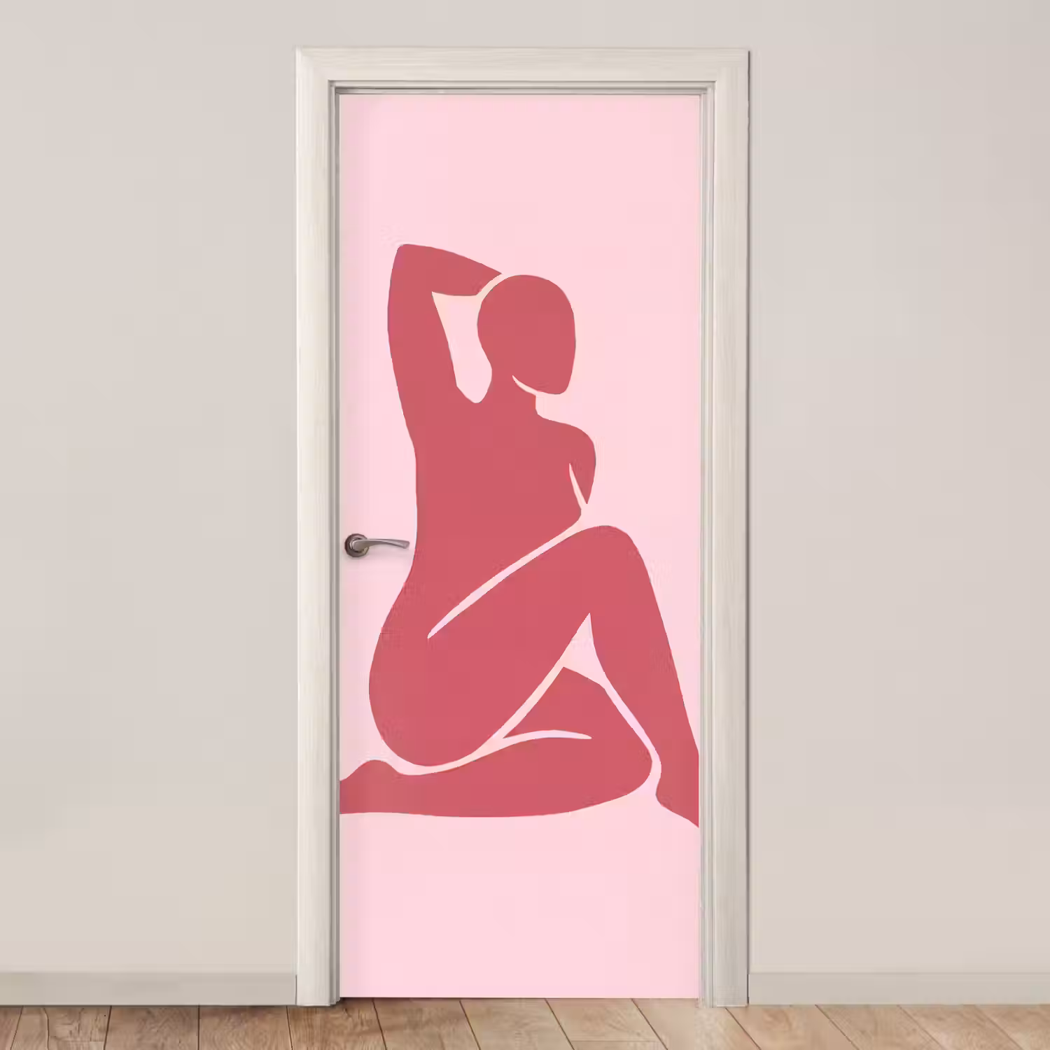 Vrouw - Silhouet - Abstract - Modern - Roze deurposter klein -3d_beige