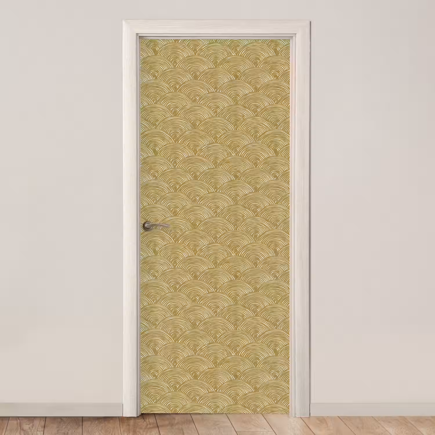 Waaier - Geometrisch - Groen deurposter klein 289 -3d_beige