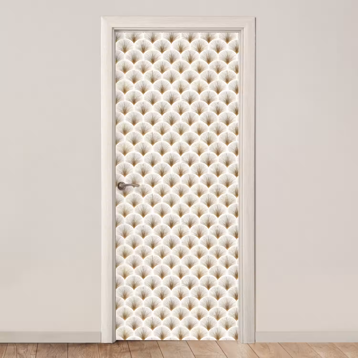 Waaiers - Art Deco - Elegant - Goud - Wit deurposter klein 289 -3d_beige