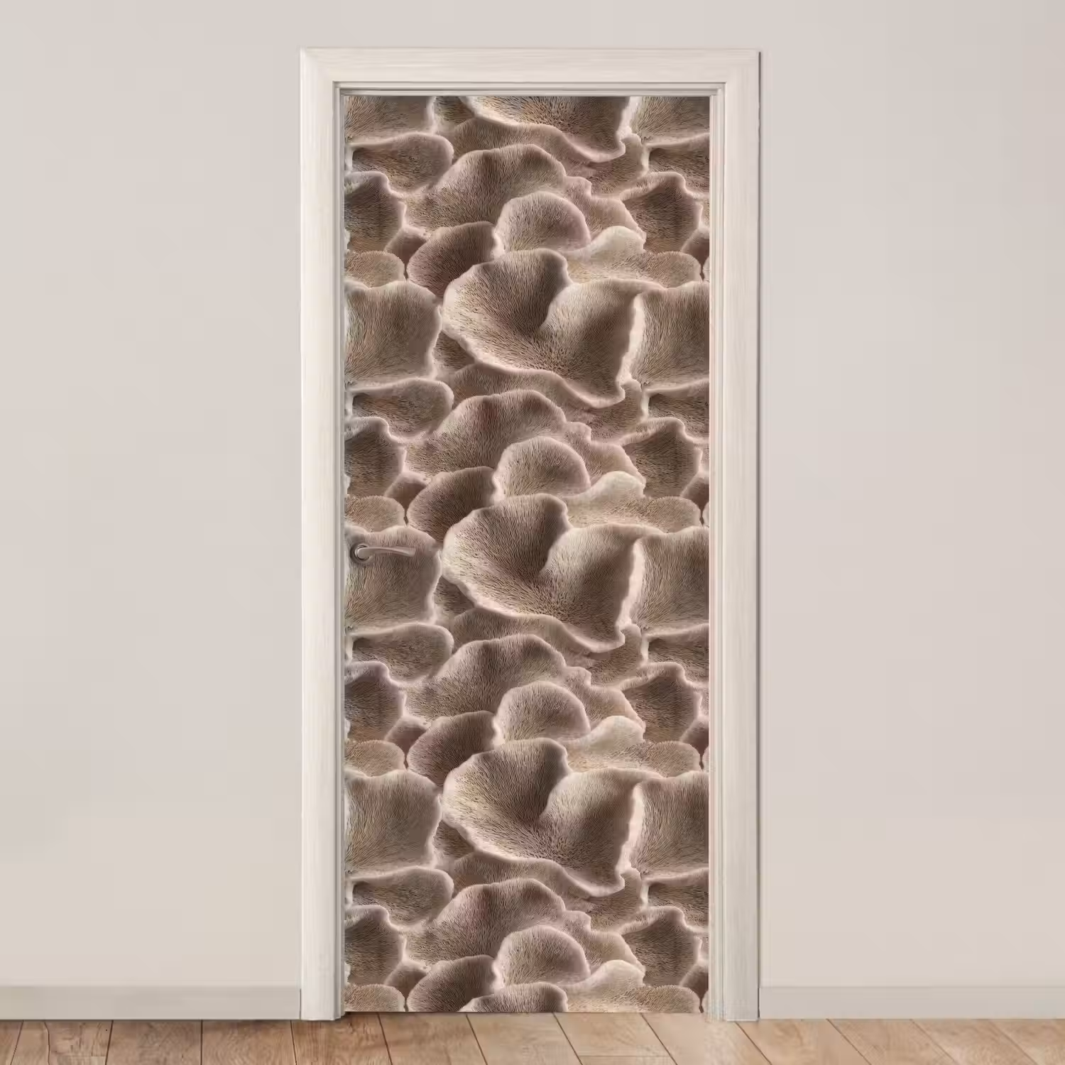Waaiervorm - Beige - Vezel textuur deurposter klein 289 -3d_beige