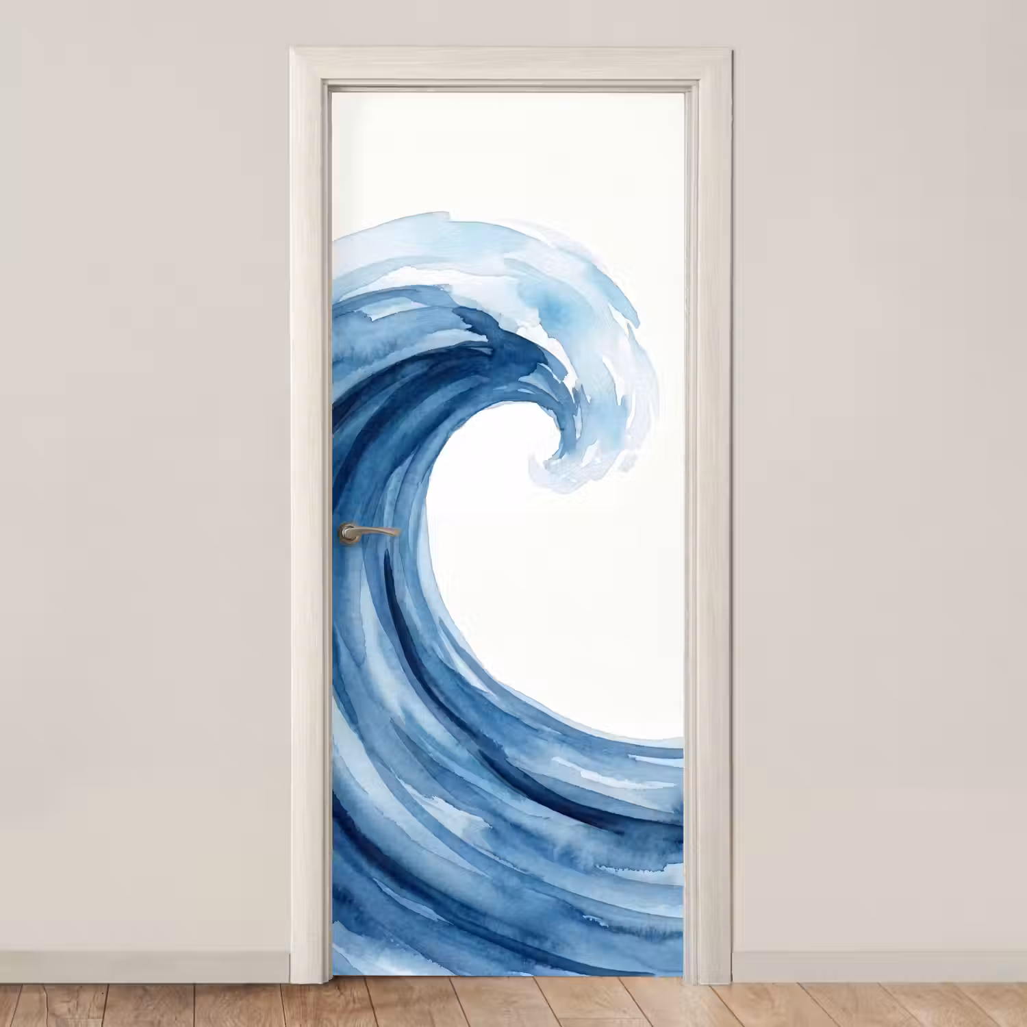 Water - Beweging - Natuur - Modern - Blauw deurposter klein -3d_beige