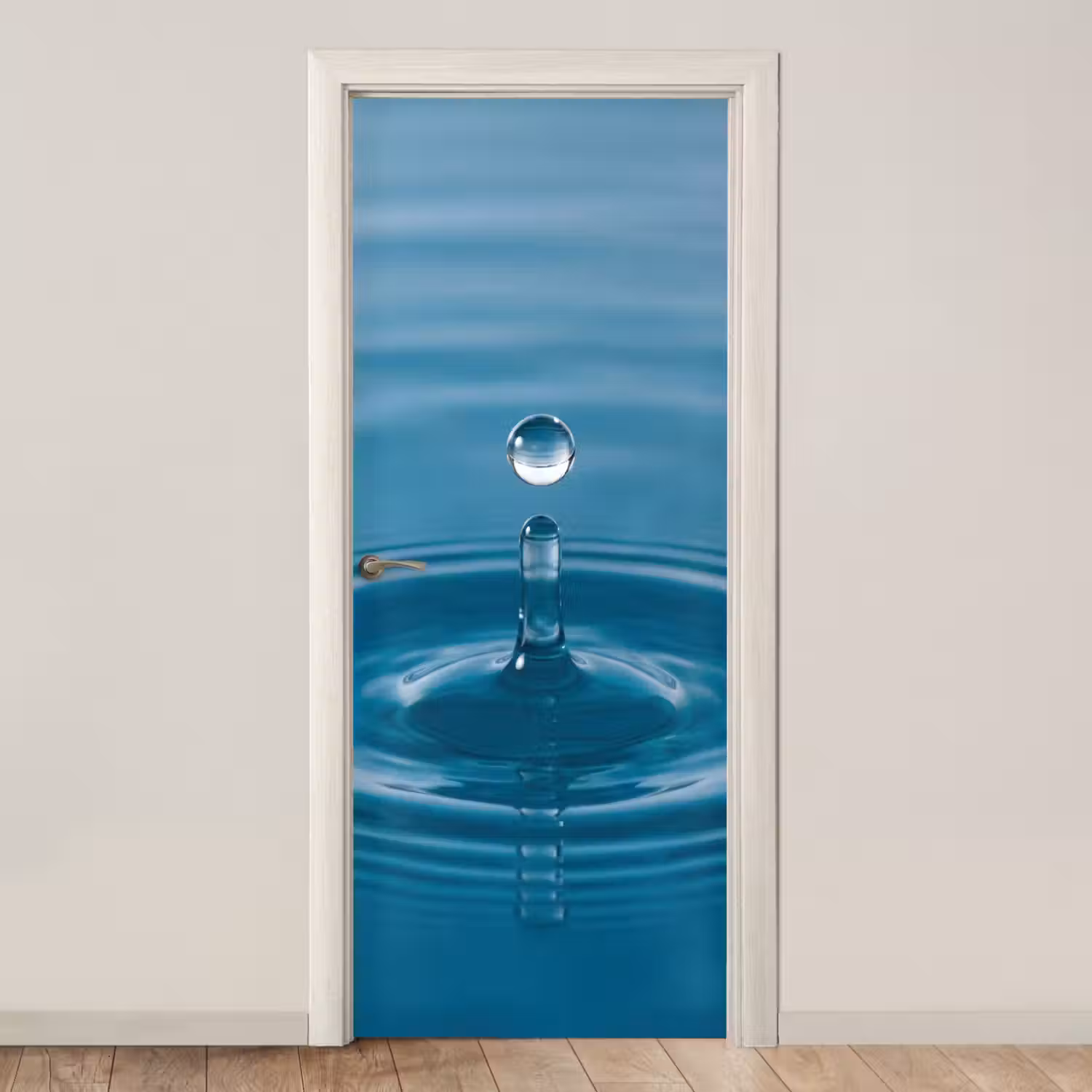 Waterdruppel - Water - Oppervlakte deurposter klein -3d_beige