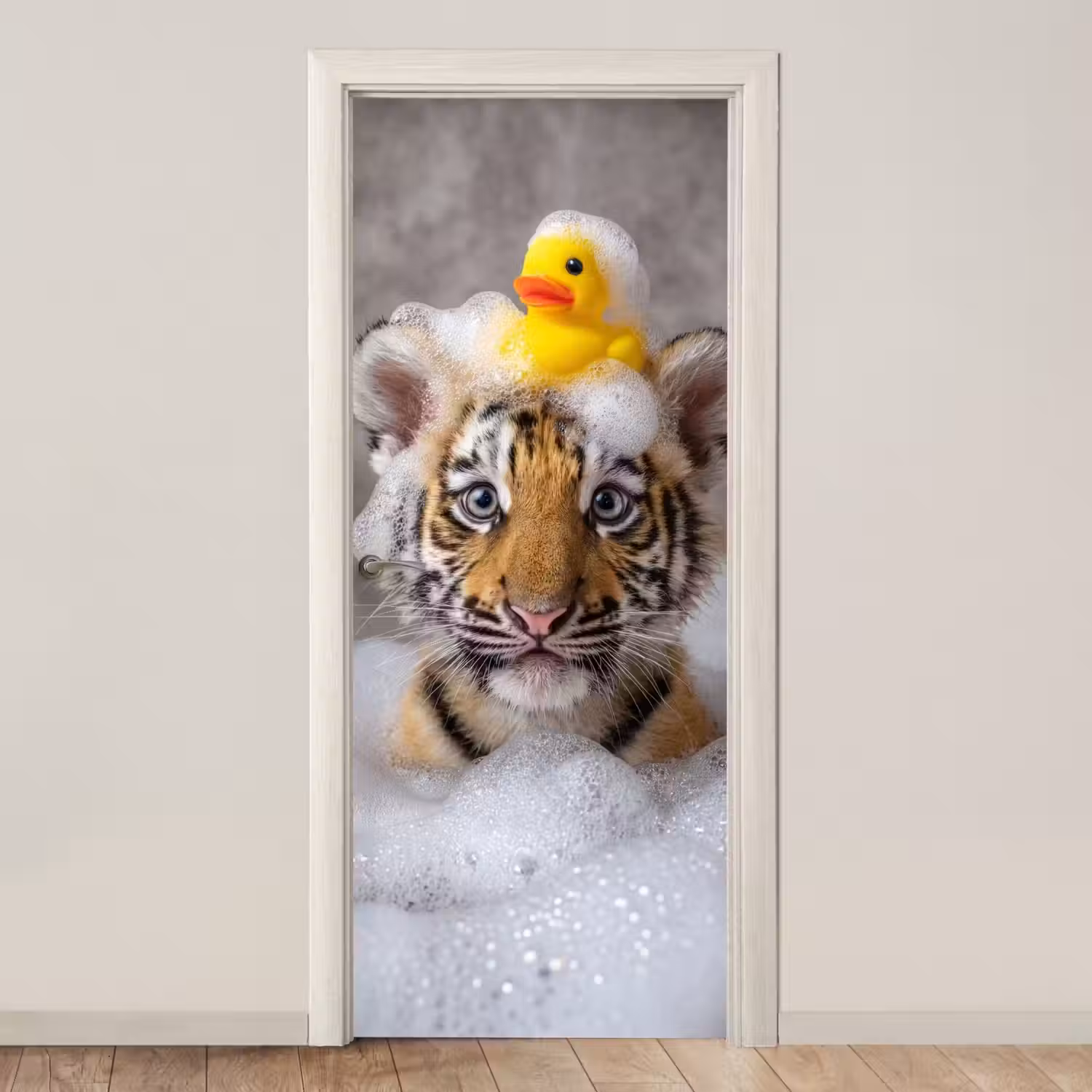 Welpje - Bad - Geel deurposter klein -3d_beige