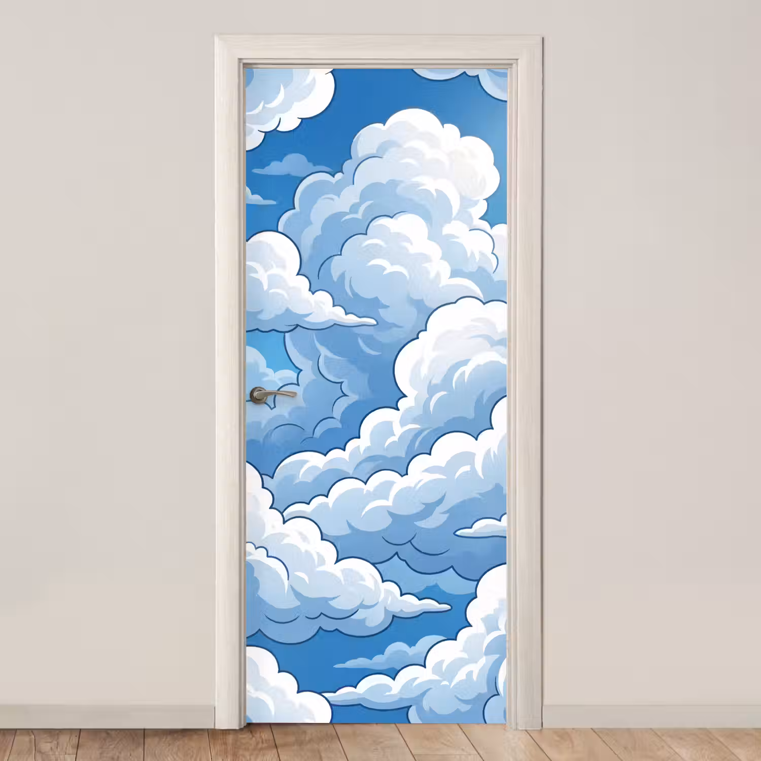 Wolken - Hemel - Abstract - Wit deurposter klein -3d_beige
