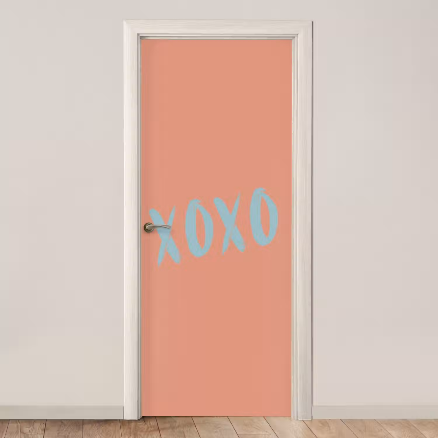 XOXO - Blauw - Perzikkleur deurposter klein -3d_beige