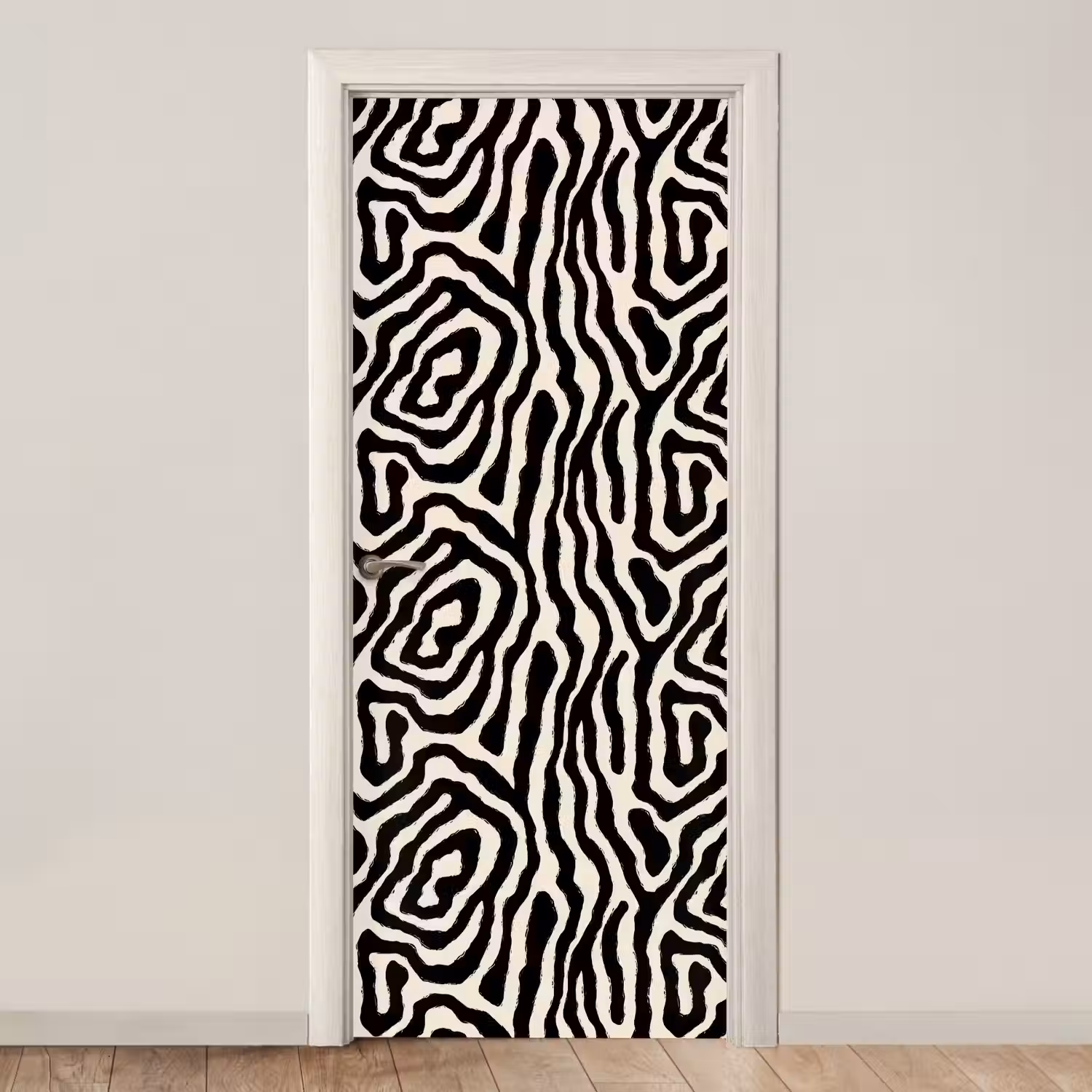 Zebra - Abstract - Zwart deurposter klein 289 -3d_beige