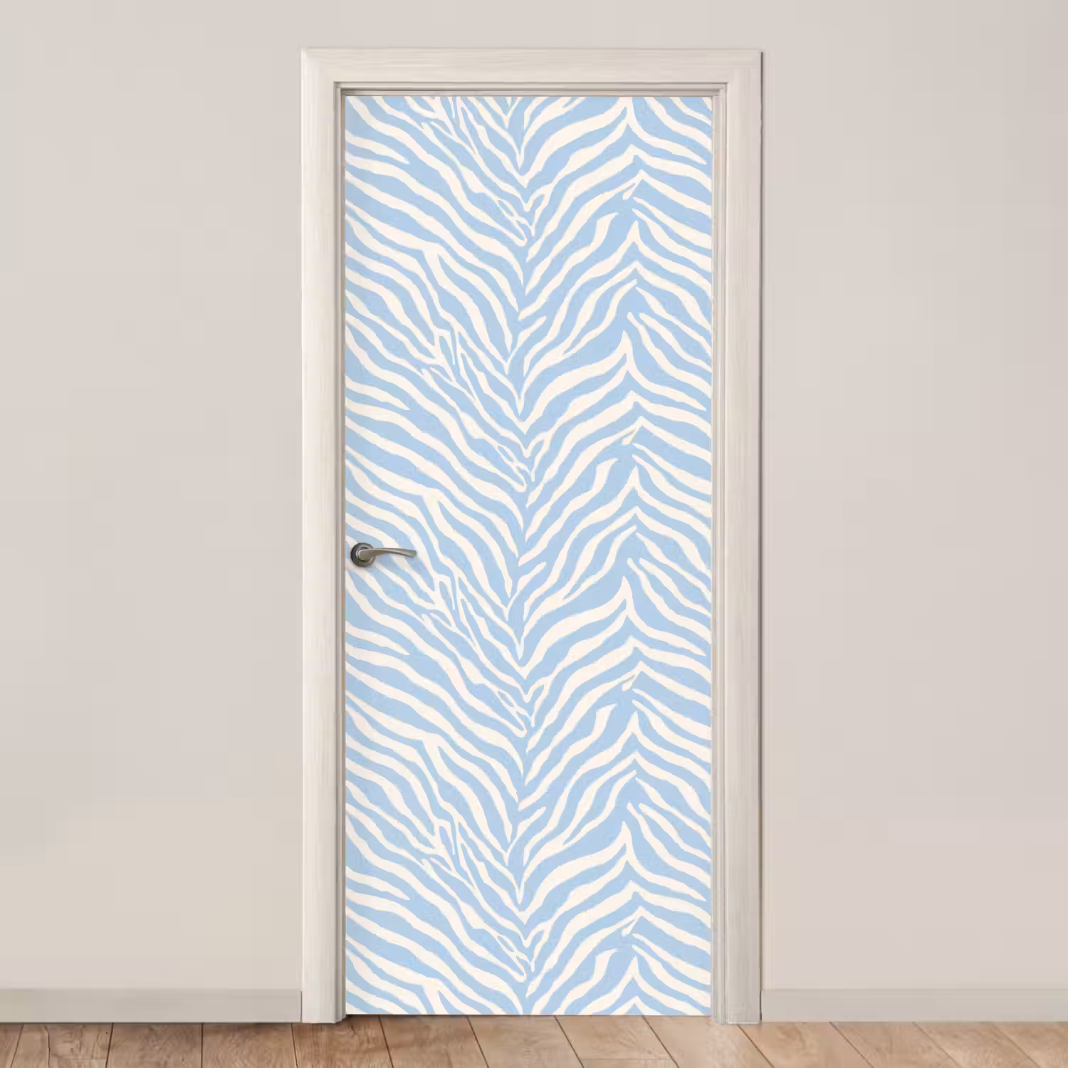 Zebra - Motief - Blauw - Wit deurposter klein 289 -3d_beige